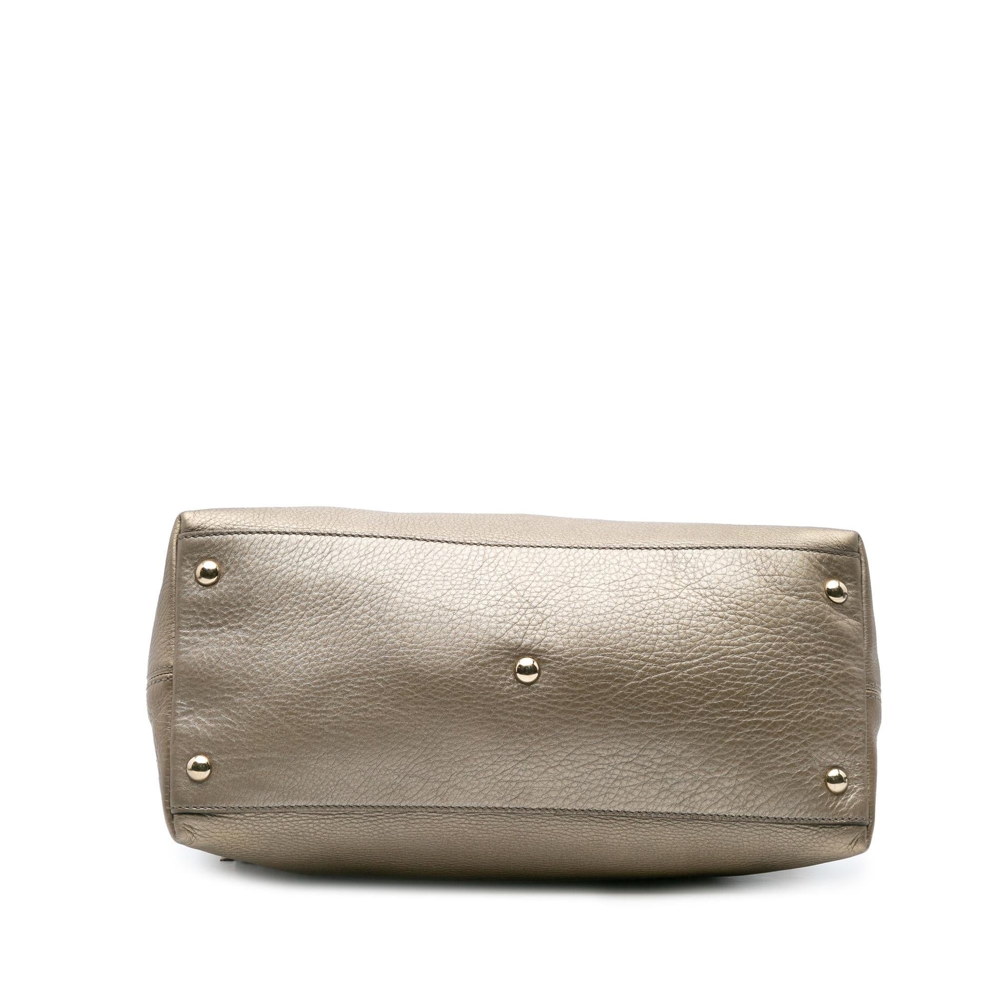 Gucci Metallic Soho Working Leather Calf Gold Small Satchel Bag