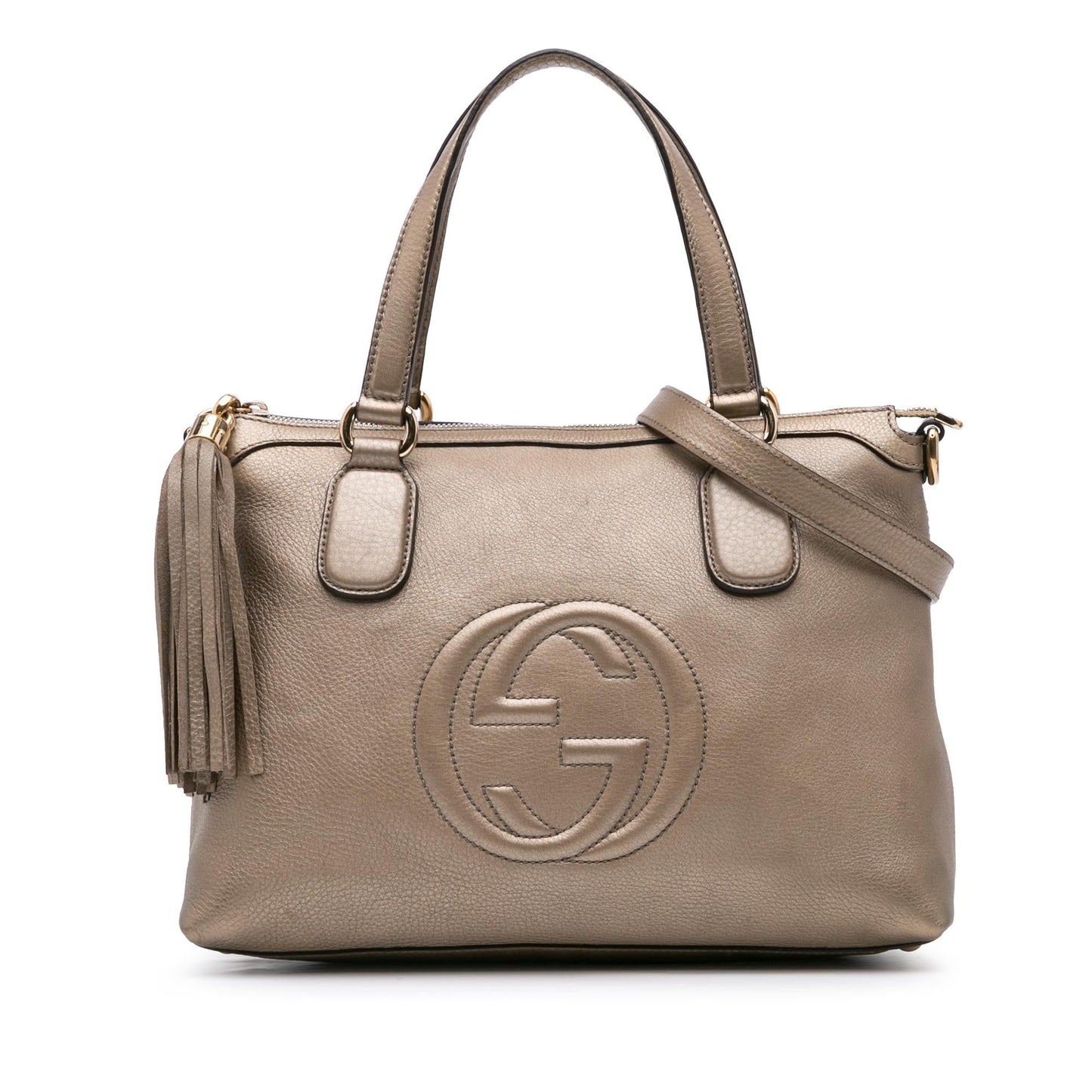 Gucci Metallic Soho Working Leather Calf Gold Small Satchel Bag