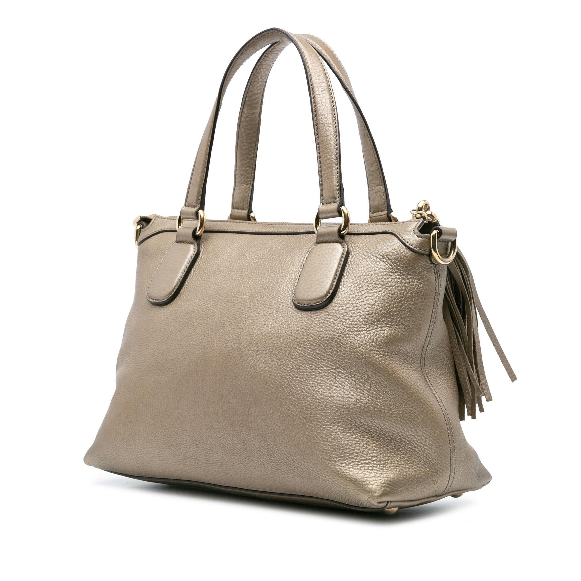 Gucci Metallic Soho Working Leather Calf Gold Small Satchel Bag