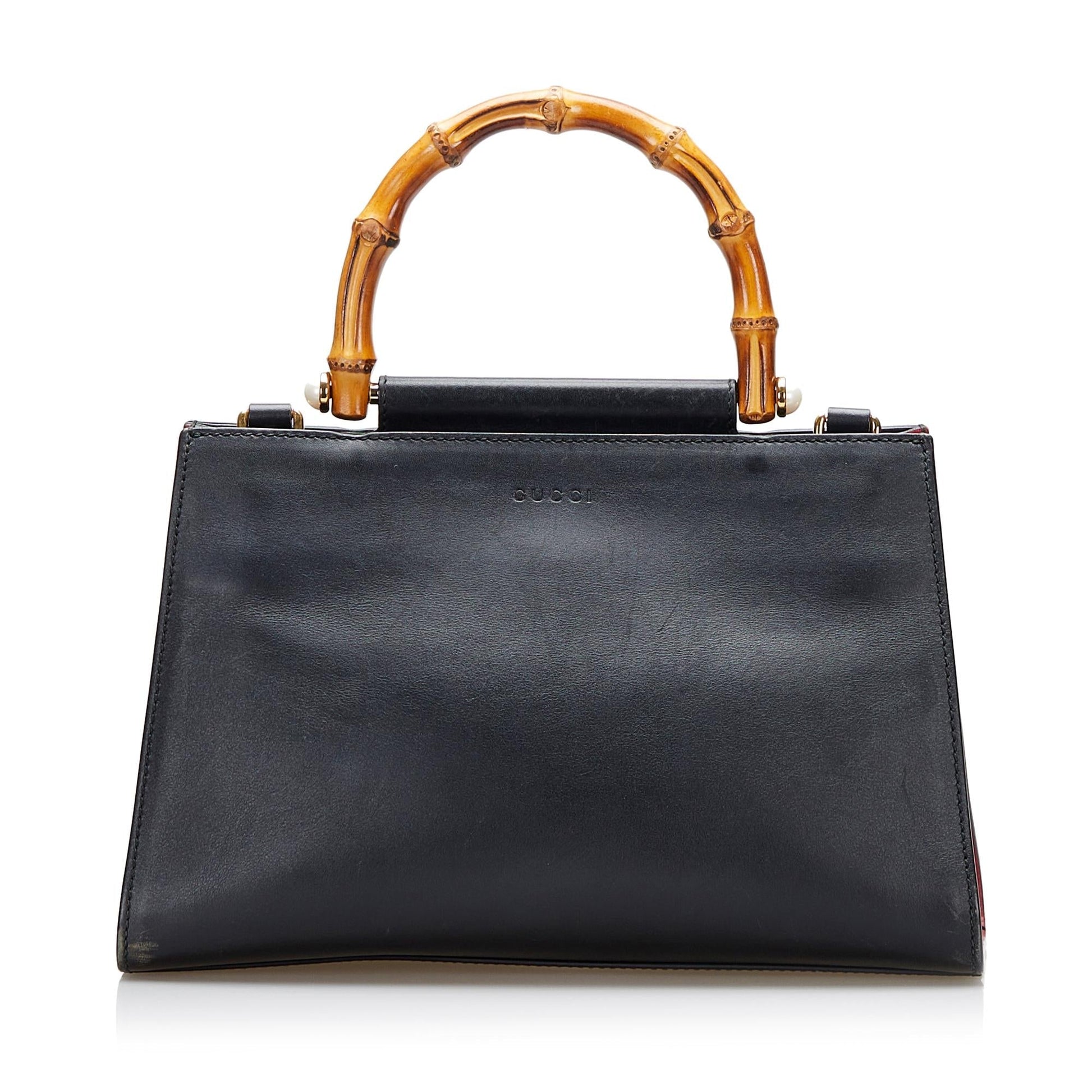 Gucci Nymphaea Bamboo SHG Calf Black Small Satchel Bag