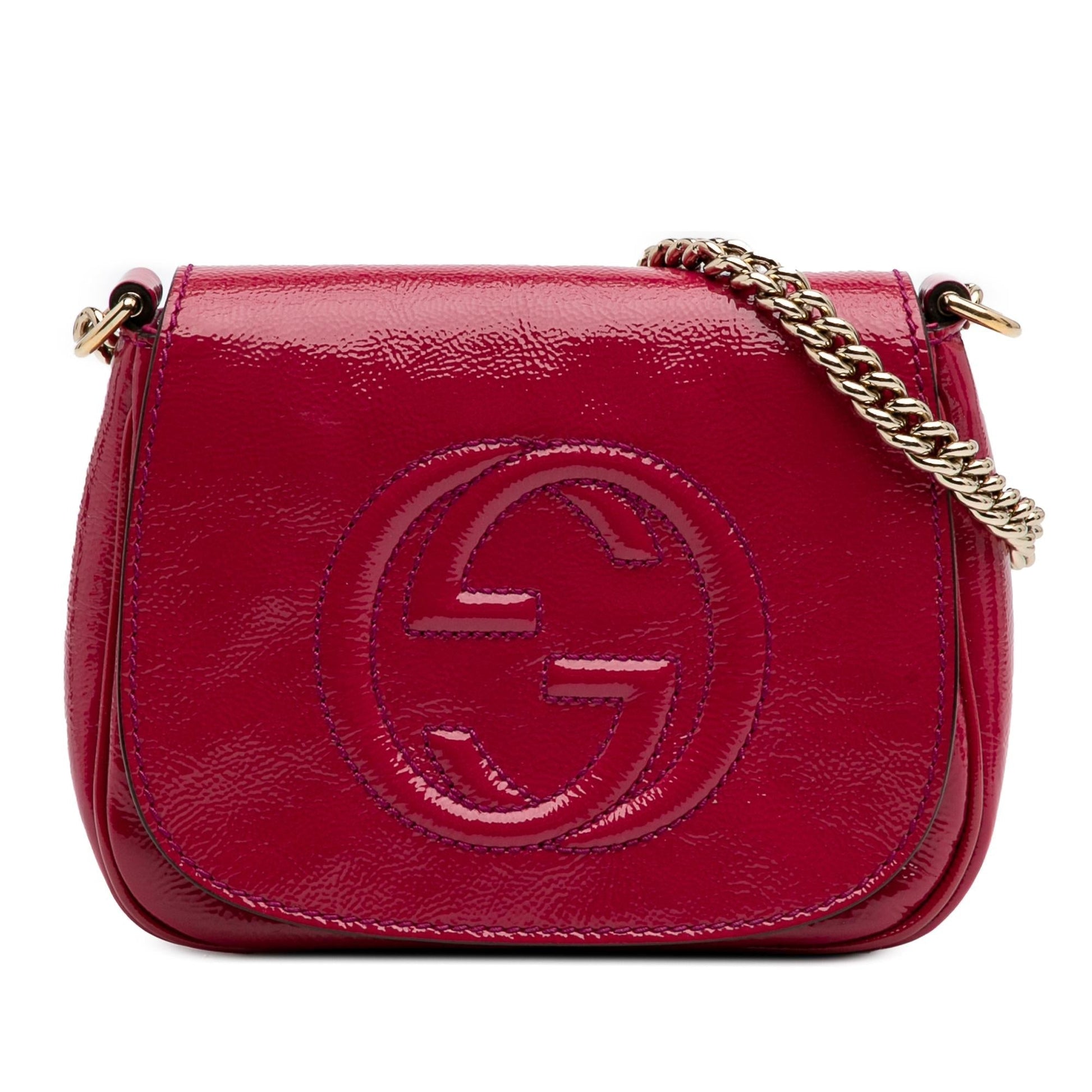 Gucci Soho Chain Flap Leather Patent Red Small Crossbody Bag Crossbody 2