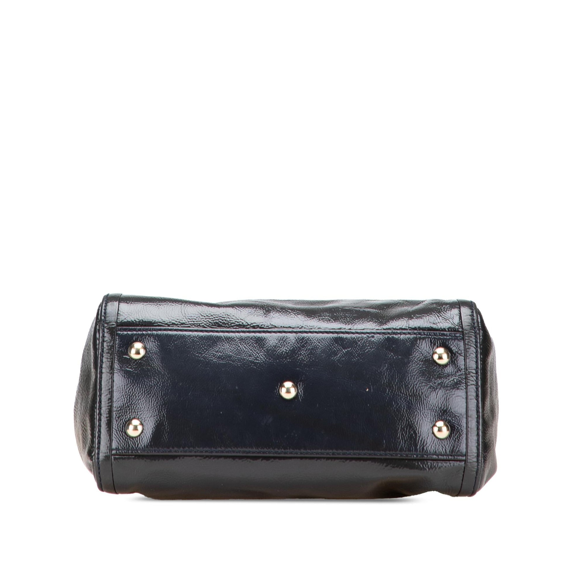 Gucci Soho Leather Patent Blue Small Satchel Bag