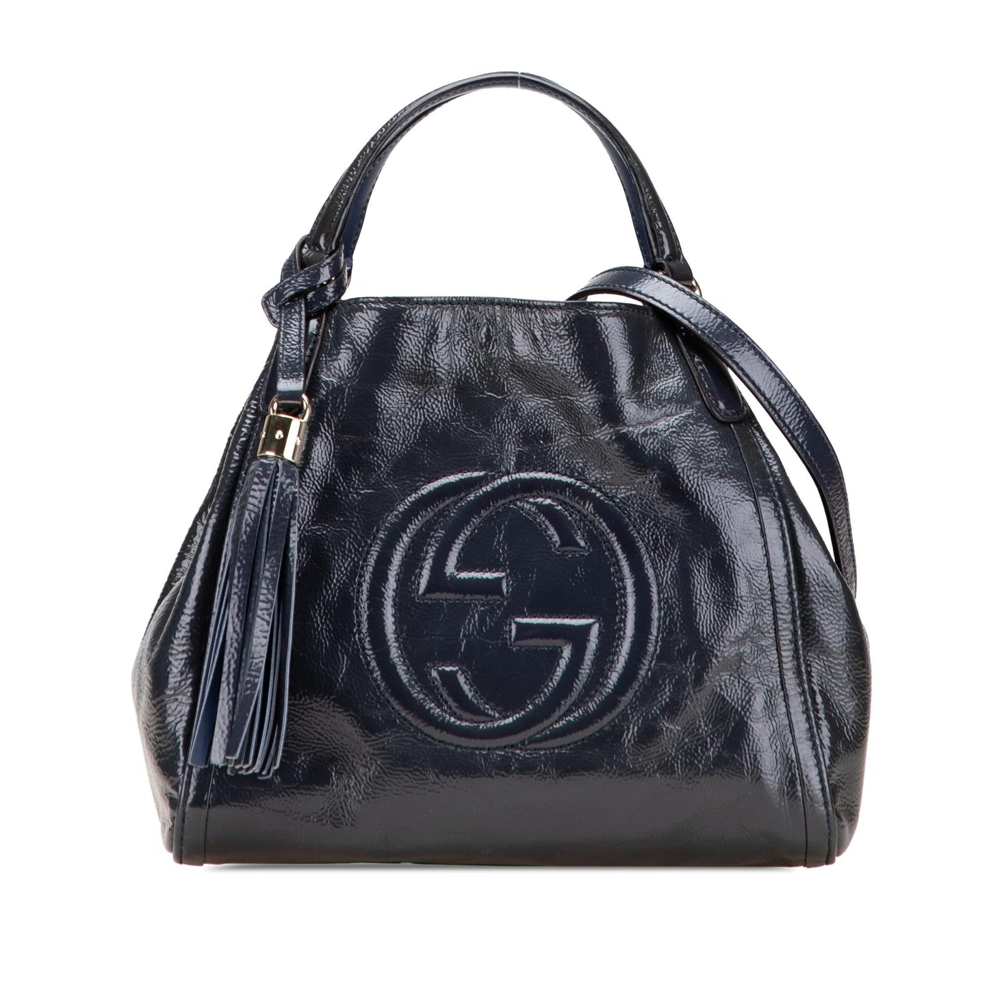 Gucci Soho Leather Patent Blue Small Satchel Bag