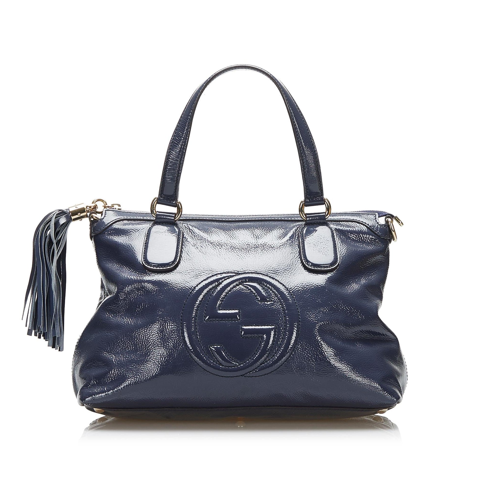 Gucci Soho Working SHG-cZqupT Leather Patent Blue Small Satchel Bag