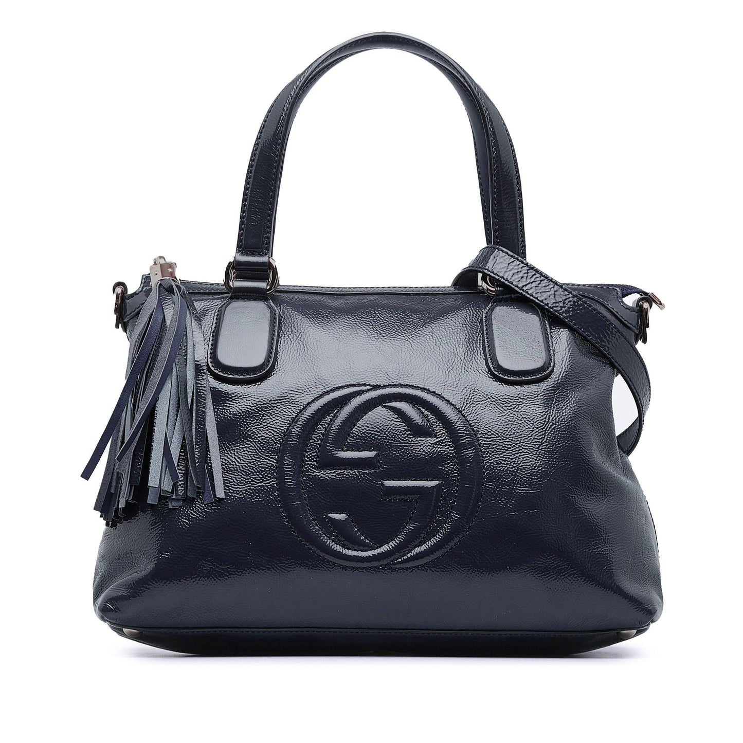 Gucci Soho Working SHG-xMBICY Leather Patent Blue Small Satchel Bag