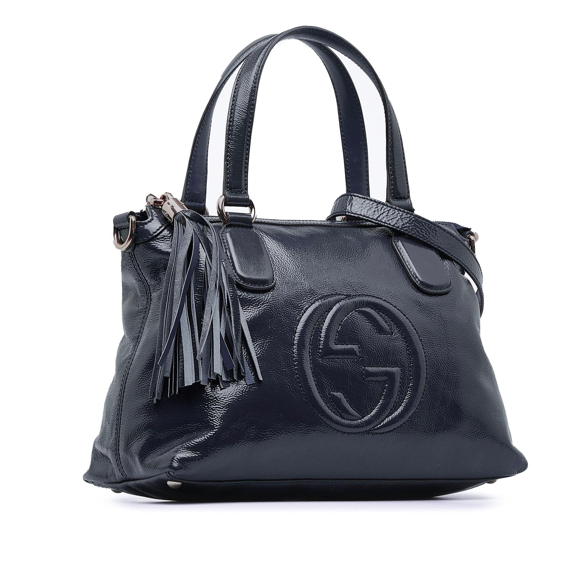 Gucci Soho Working SHG-xMBICY Leather Patent Blue Small Satchel Bag
