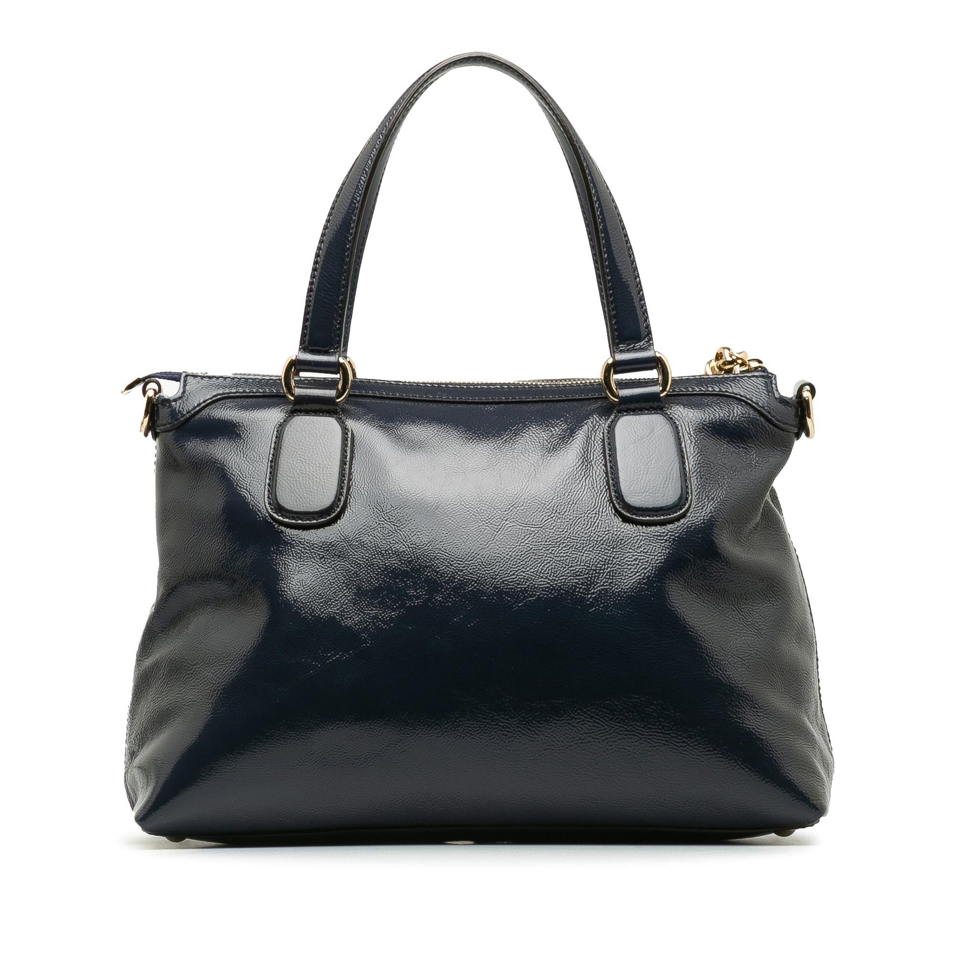 Gucci Soho Working SHG-cuXTJk Leather Patent Blue Small Satchel Bag