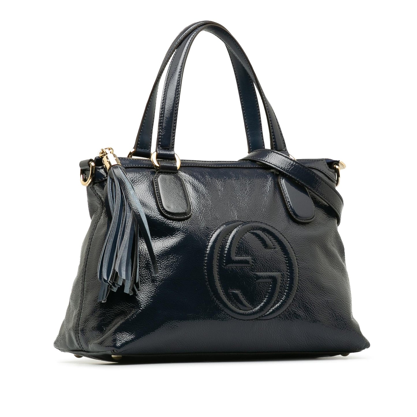 Gucci Soho Working SHG-cuXTJk Leather Patent Blue Small Satchel Bag