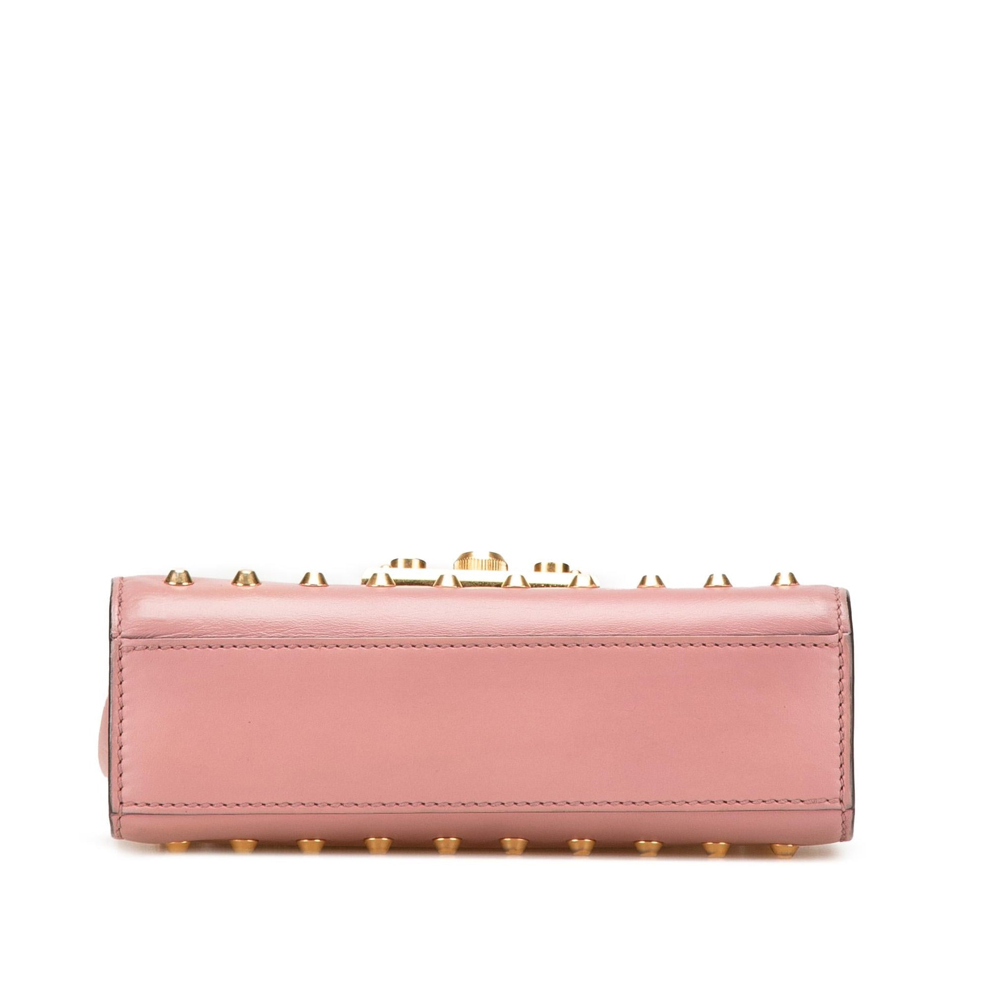 Gucci Pearl Studded Padlock Leather Small Crossbody Bag