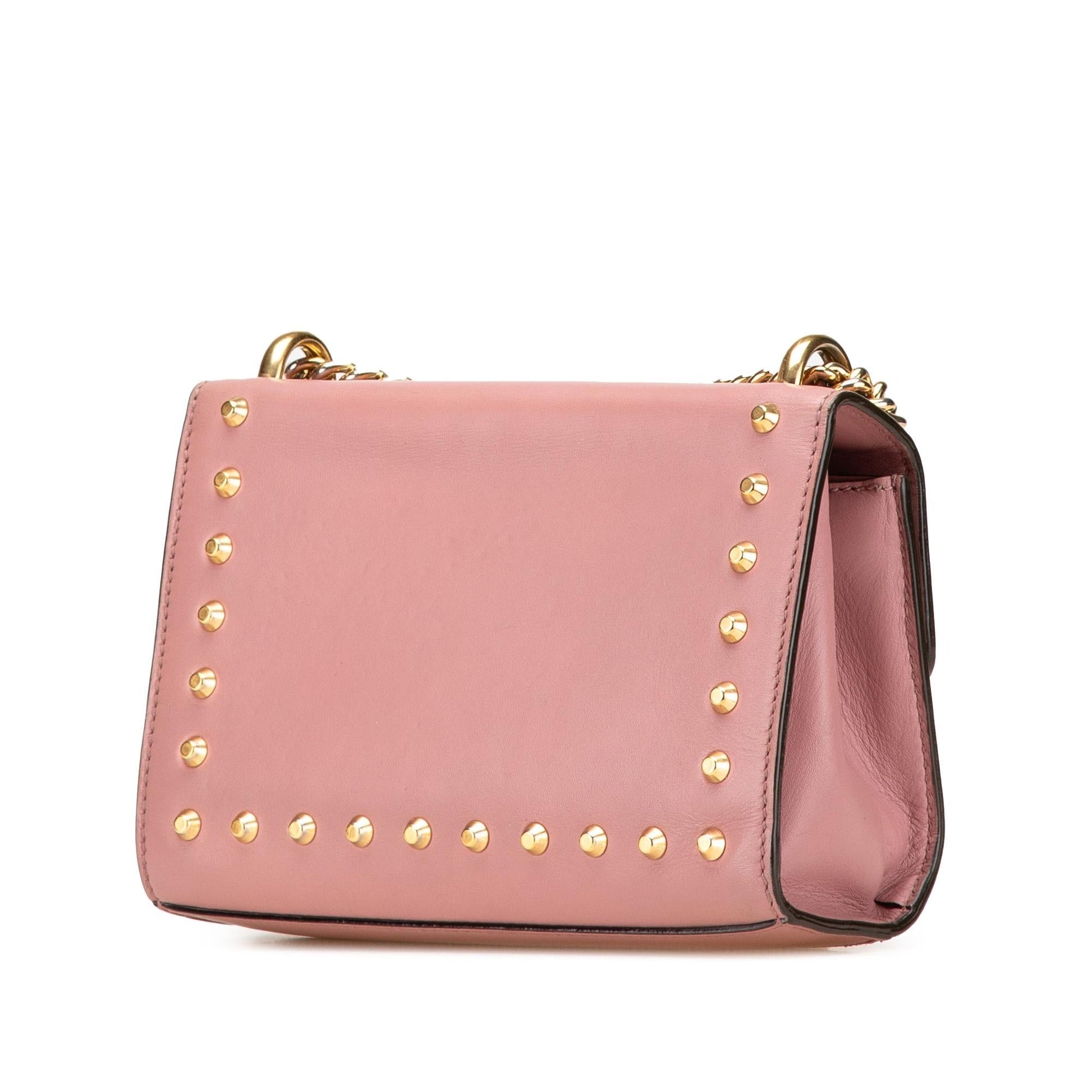 Gucci Pearl Studded Padlock Leather Small Crossbody Bag