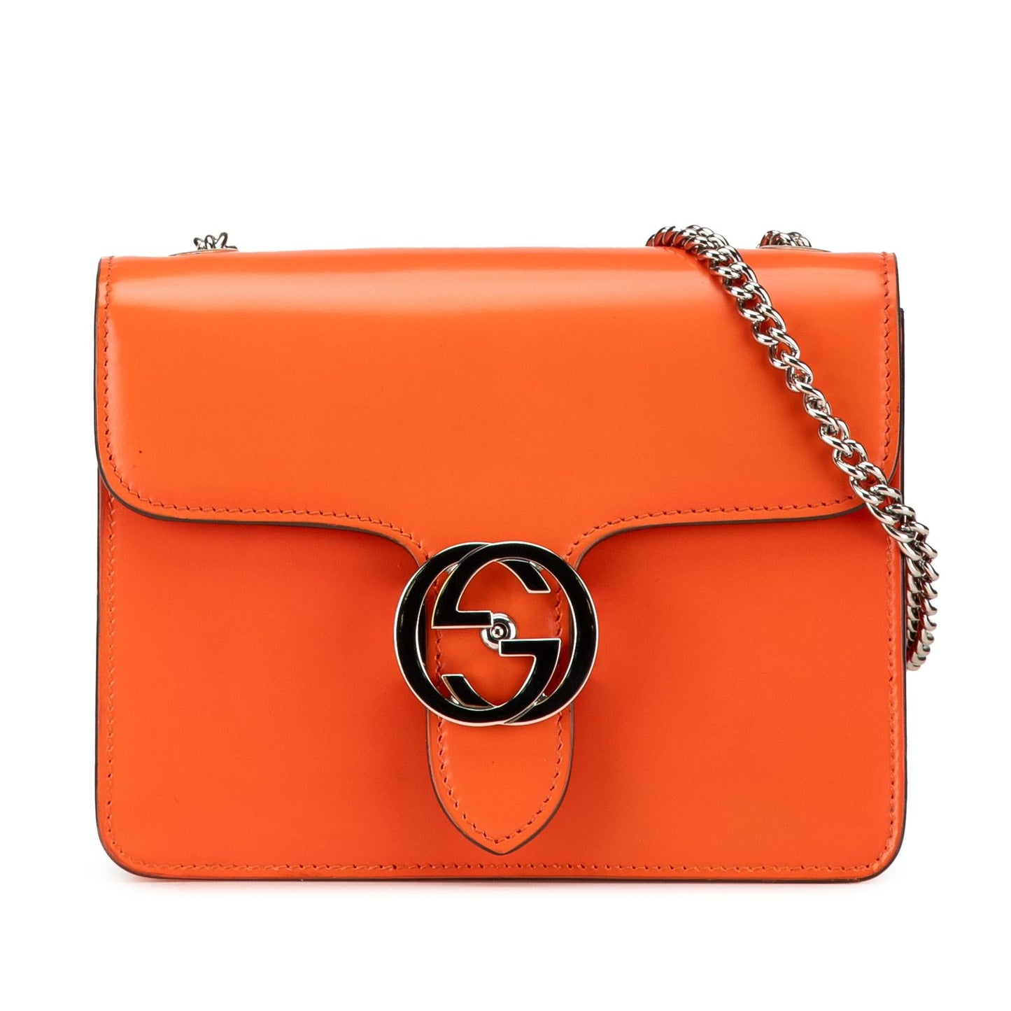 Gucci Polished Interlocking G Dollar Calf Calfskin Orange Small Crossbody Bag
