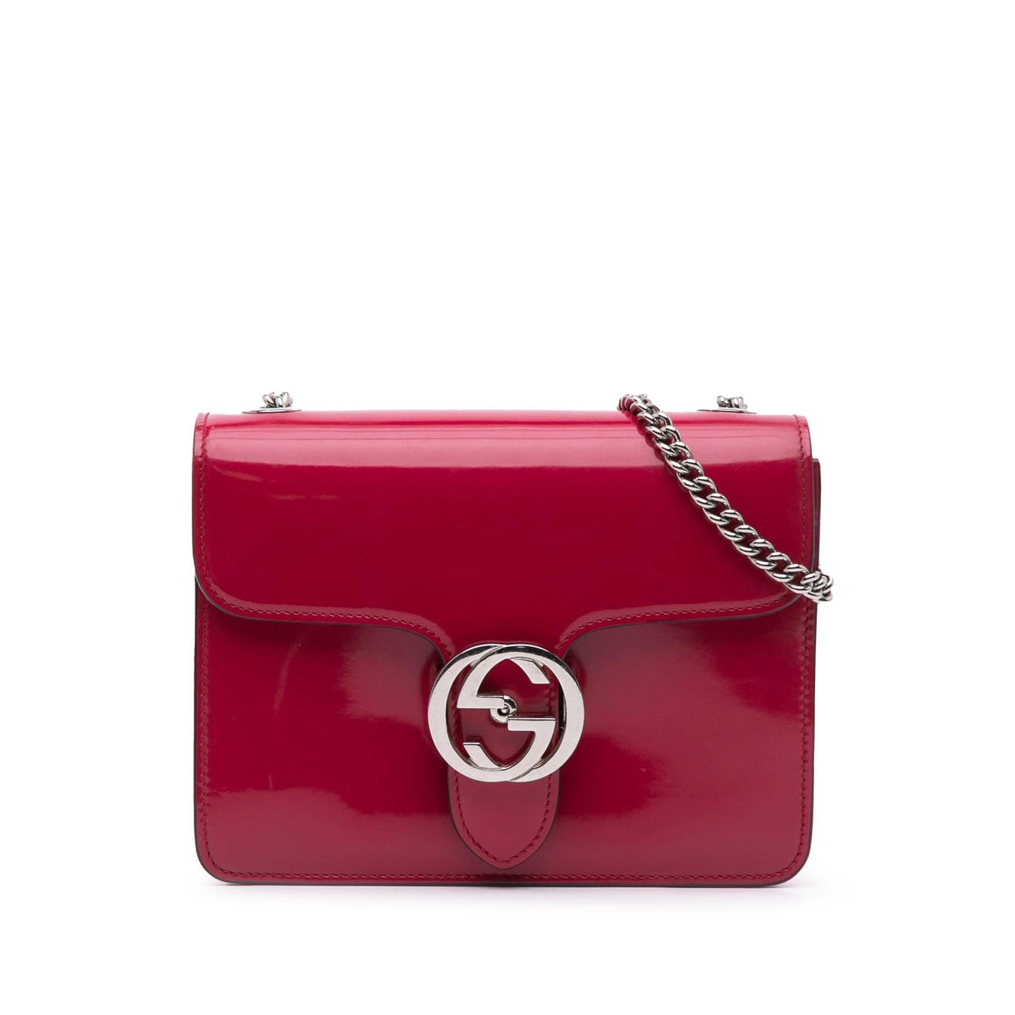 Gucci Polished Interlocking G Dollar Calf Calfskin Red Small Crossbody Bag