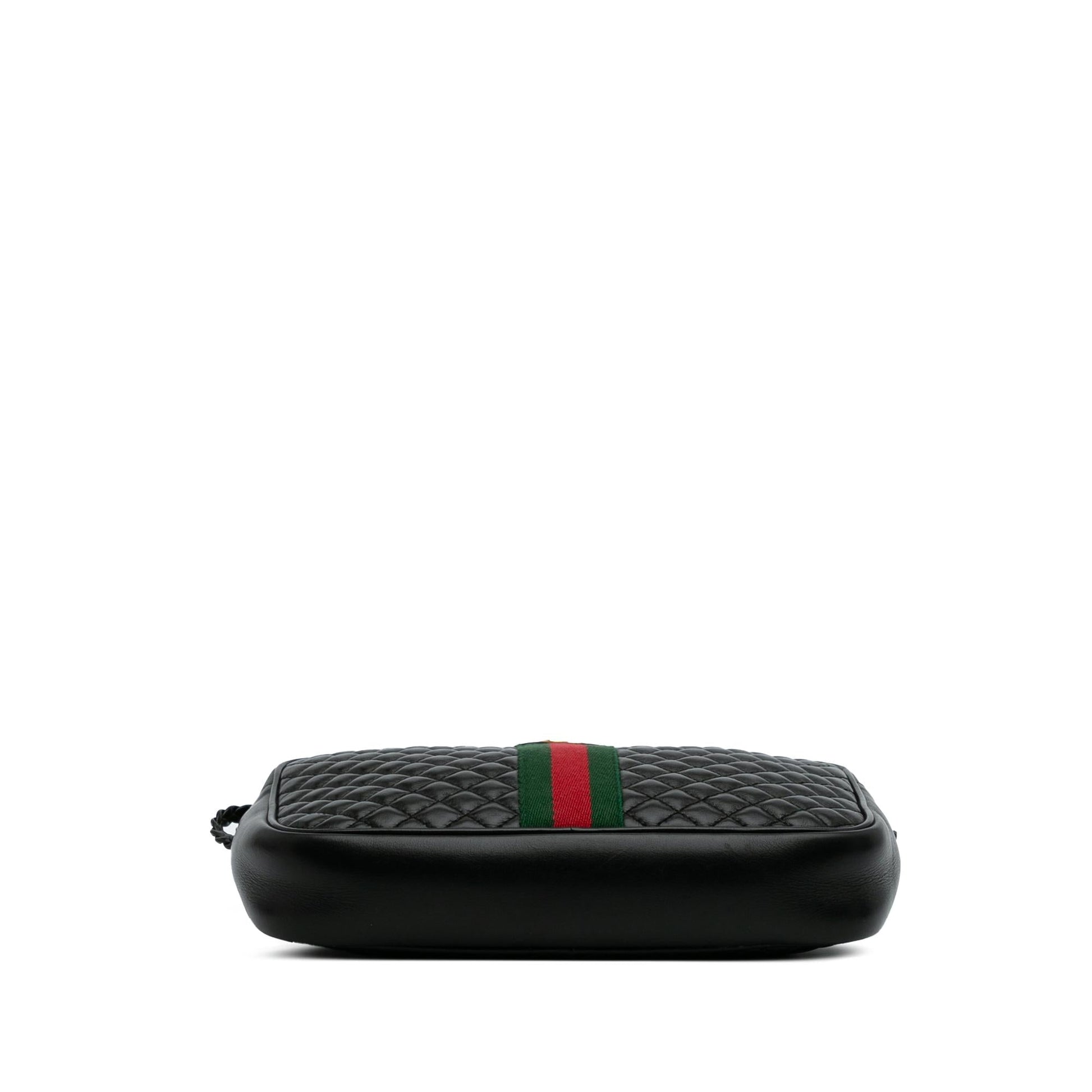 Gucci Web Trapuntata Quilted Leather Calf Black Crossbody Bag