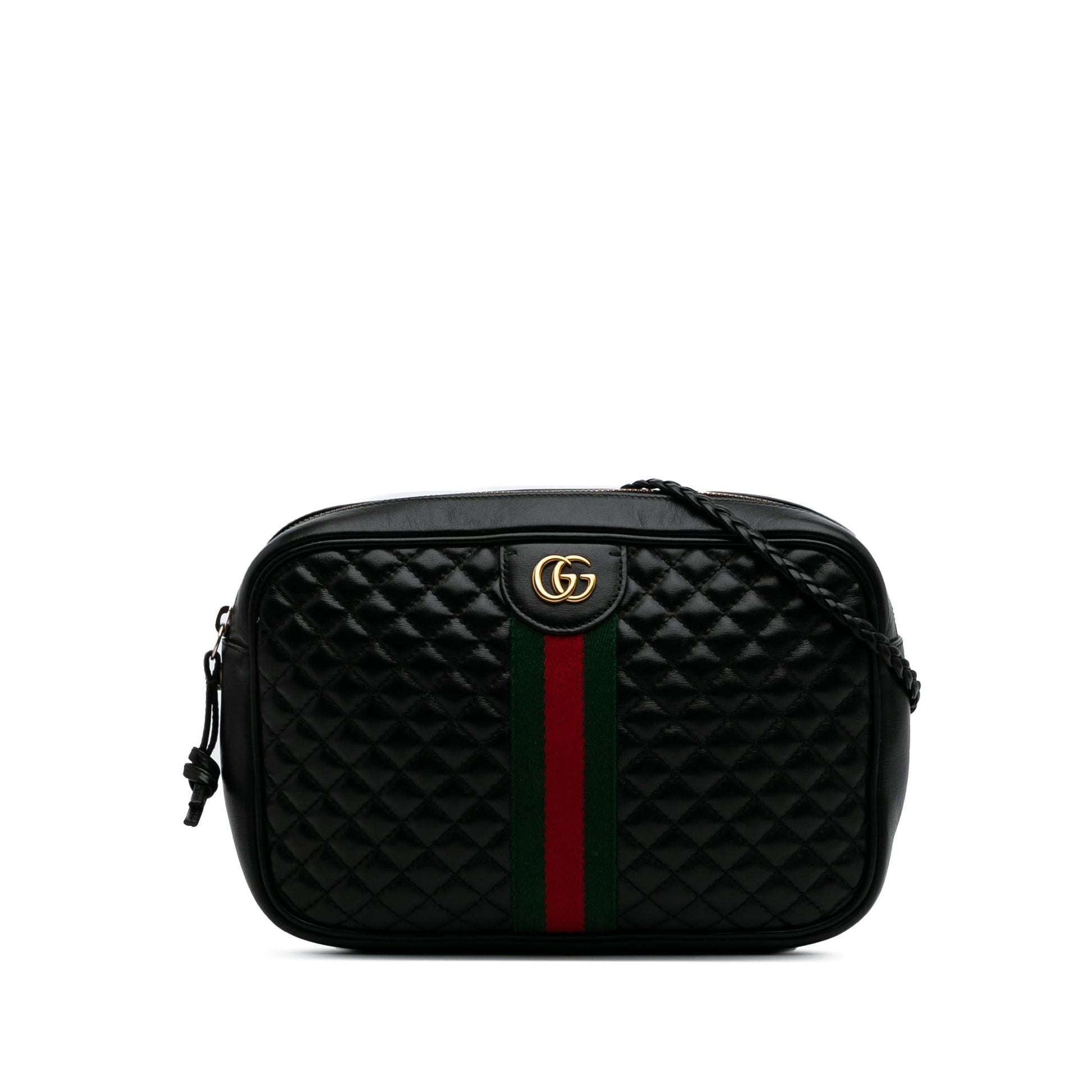 Gucci Web Trapuntata Quilted Leather Calf Black Crossbody Bag Crossbody 2