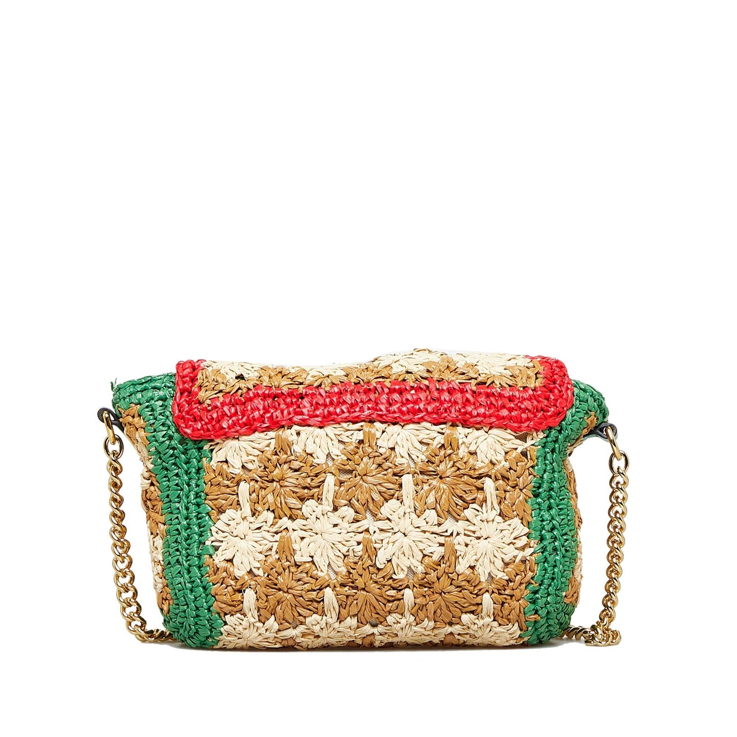 Gucci GG Marmont Raffia Calf Brown Small Crossbody Bag