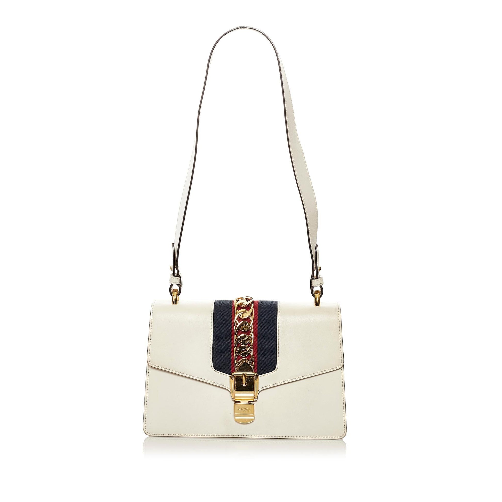 Gucci Sylvie SHG Leather Calf White Small Shoulder Bag