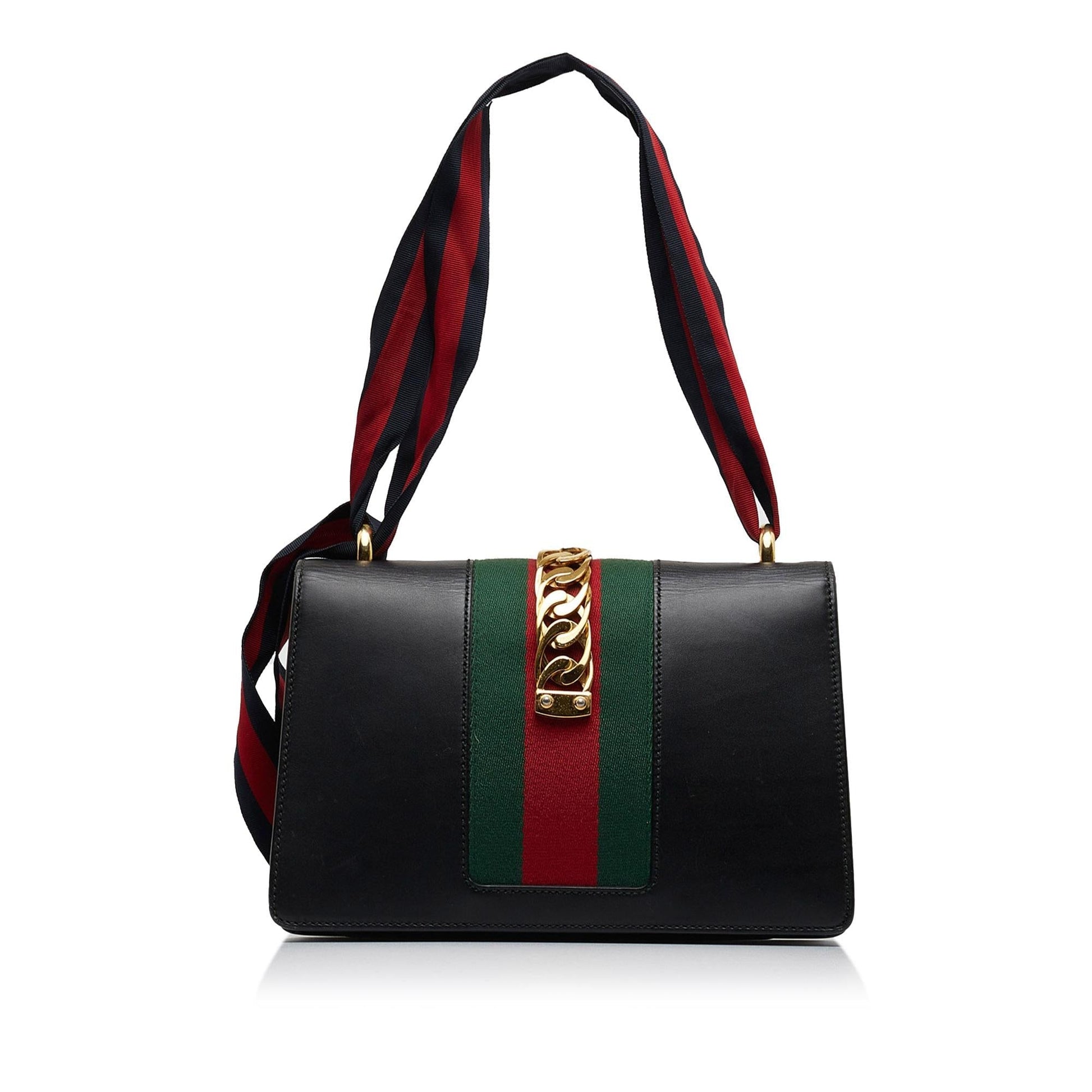 Gucci Sylvie SHG-WHO8sd Calf Black Small Satchel Bag