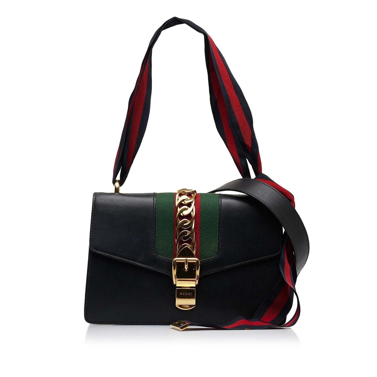 Gucci Sylvie SHG-WHO8sd Calf Black Small Satchel Bag