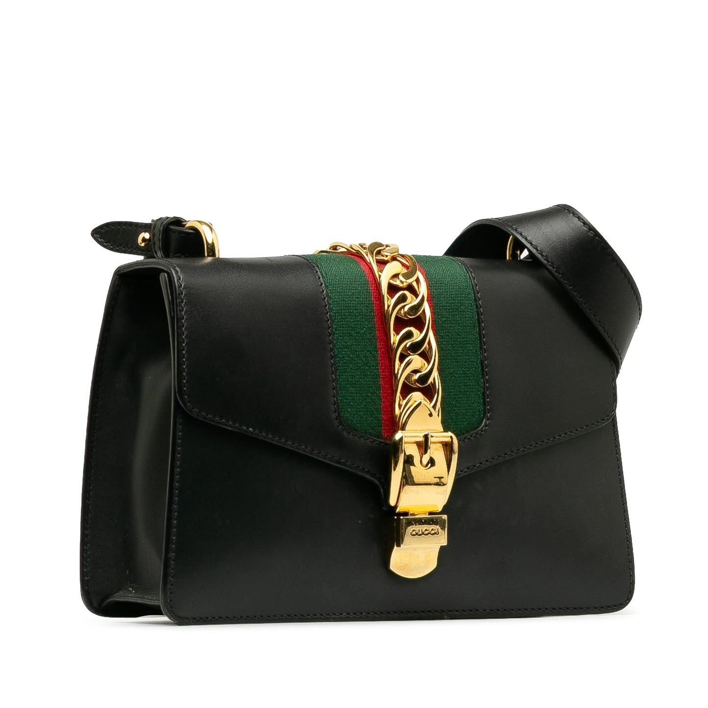 Gucci Sylvie SHG-9GUSps Calf Black Small Satchel Bag