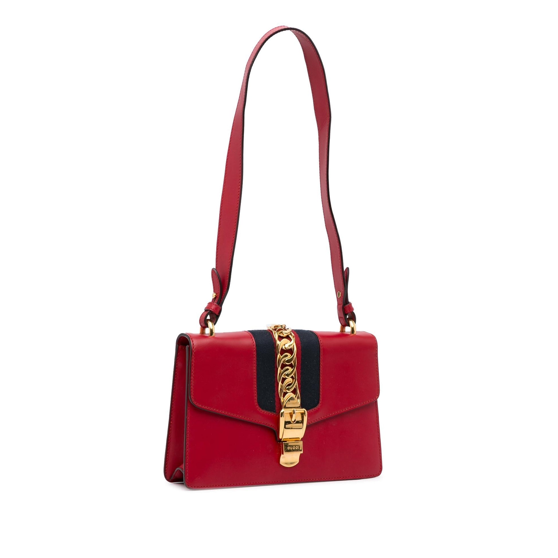 Gucci Sylvie SHG-WmKQWX Calf Red Small Shoulder Bag