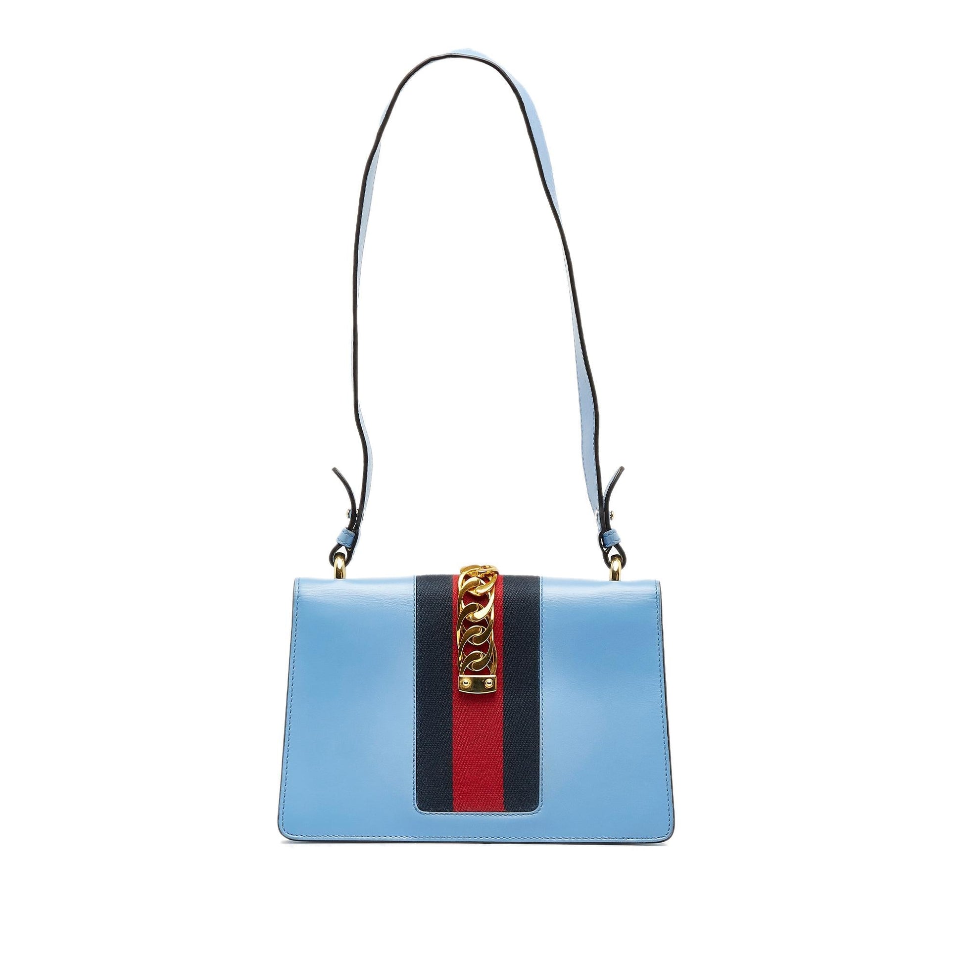Gucci Sylvie SHG-RgBxq8 Calf Blue Small Shoulder Bag