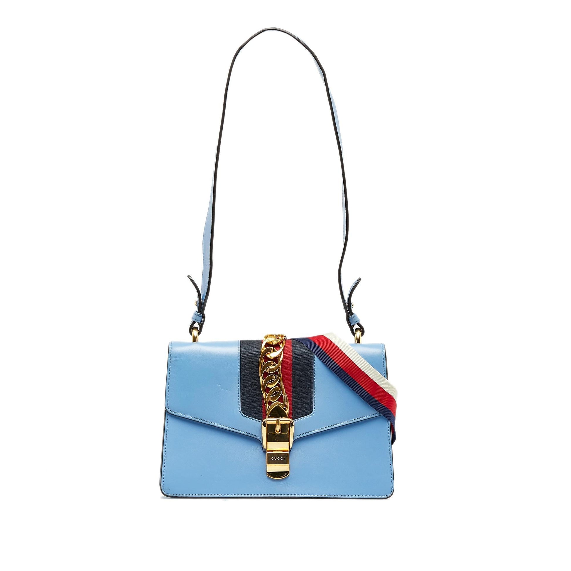 Gucci Sylvie SHG-RgBxq8 Calf Blue Small Shoulder Bag