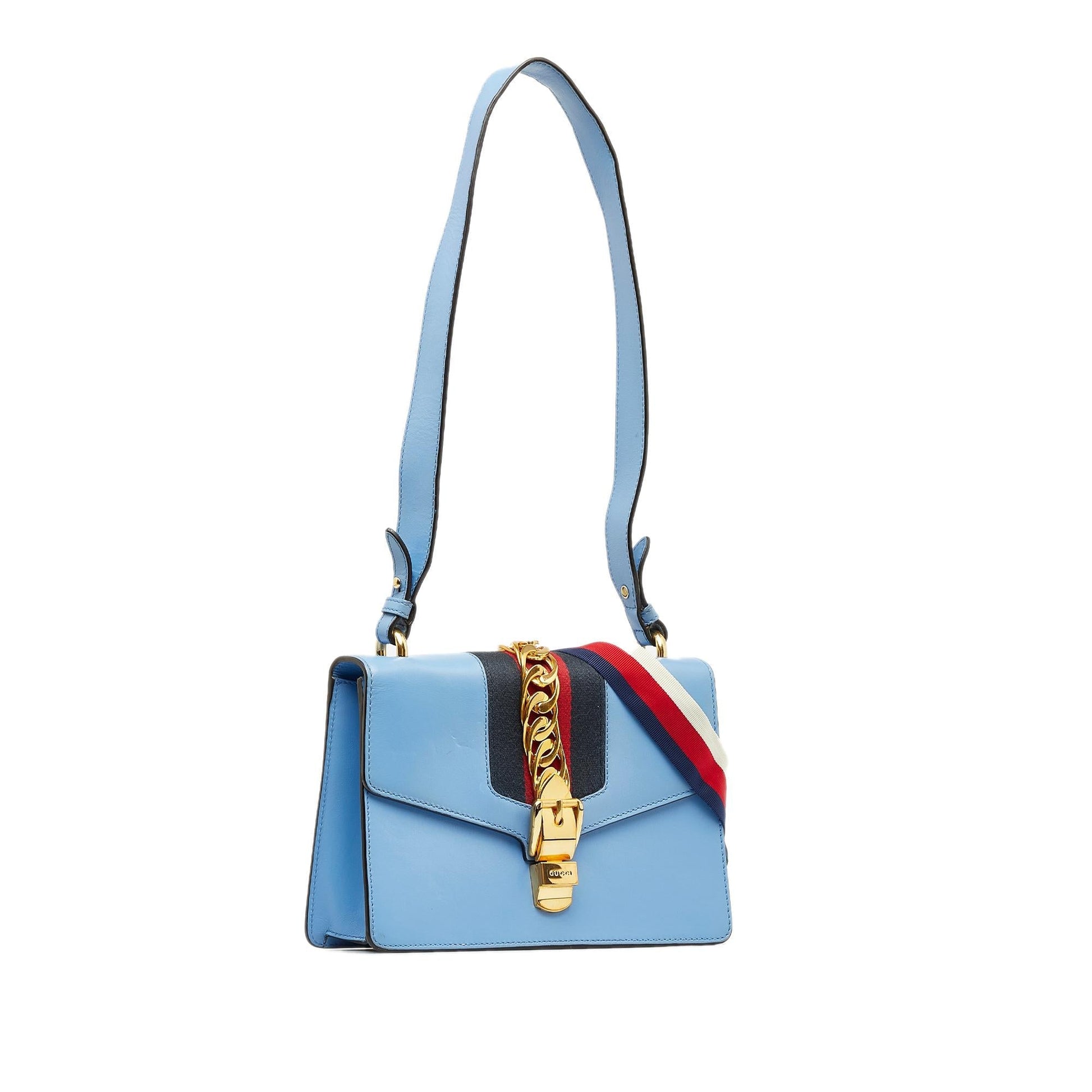 Gucci Sylvie SHG-RgBxq8 Calf Blue Small Shoulder Bag