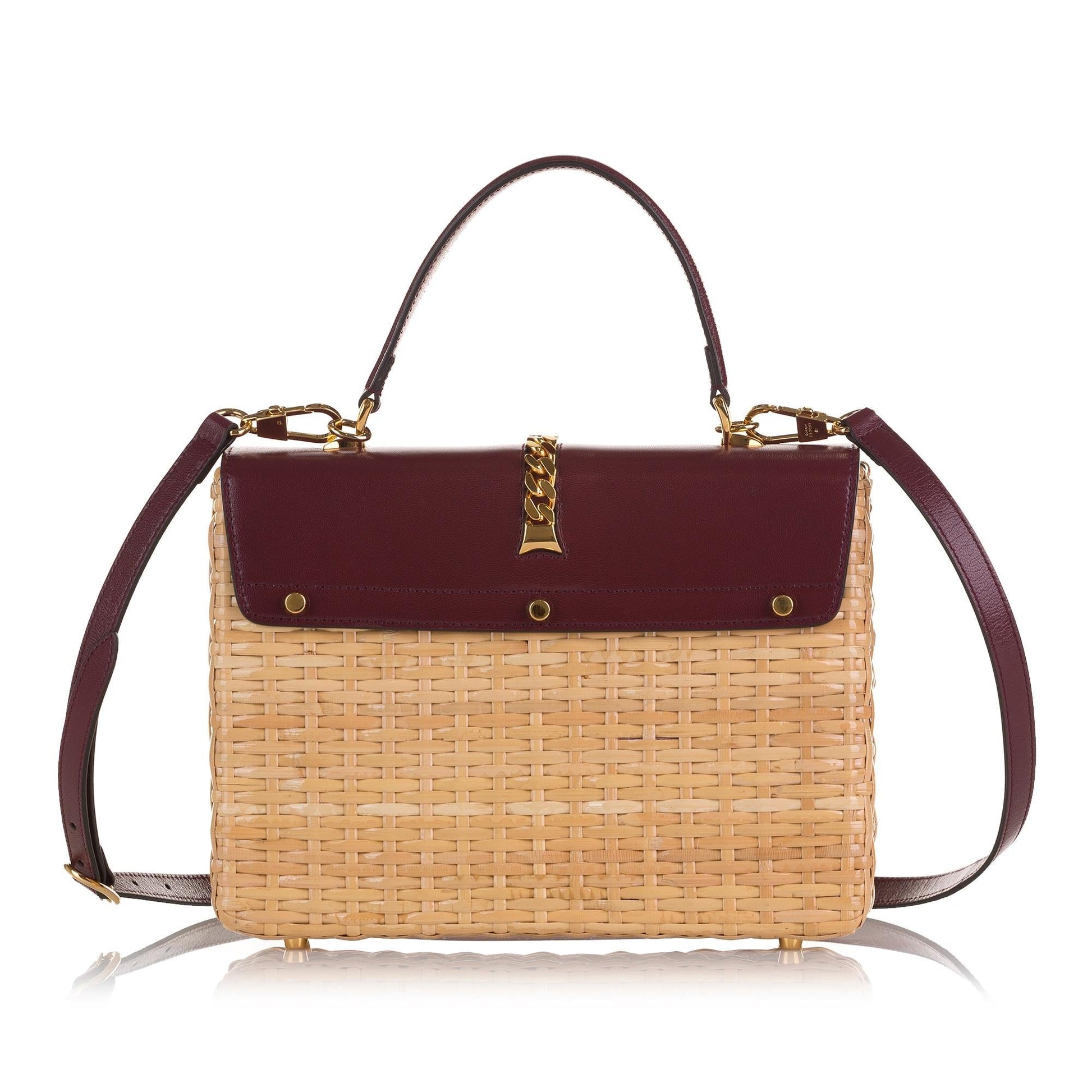 Gucci Sylvie Wicker SHG-v3LAgD Brown Small Satchel Bag