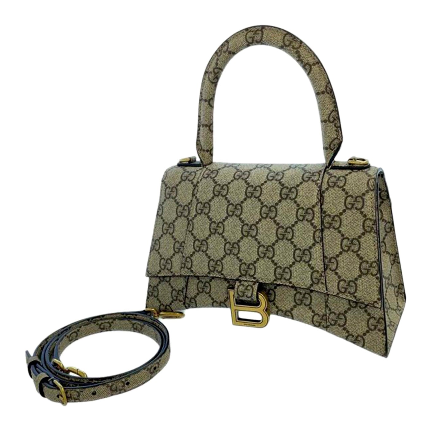 Gucci Hacker Project GG Supreme Hourglass Canvas Brown Small Satchel Bag