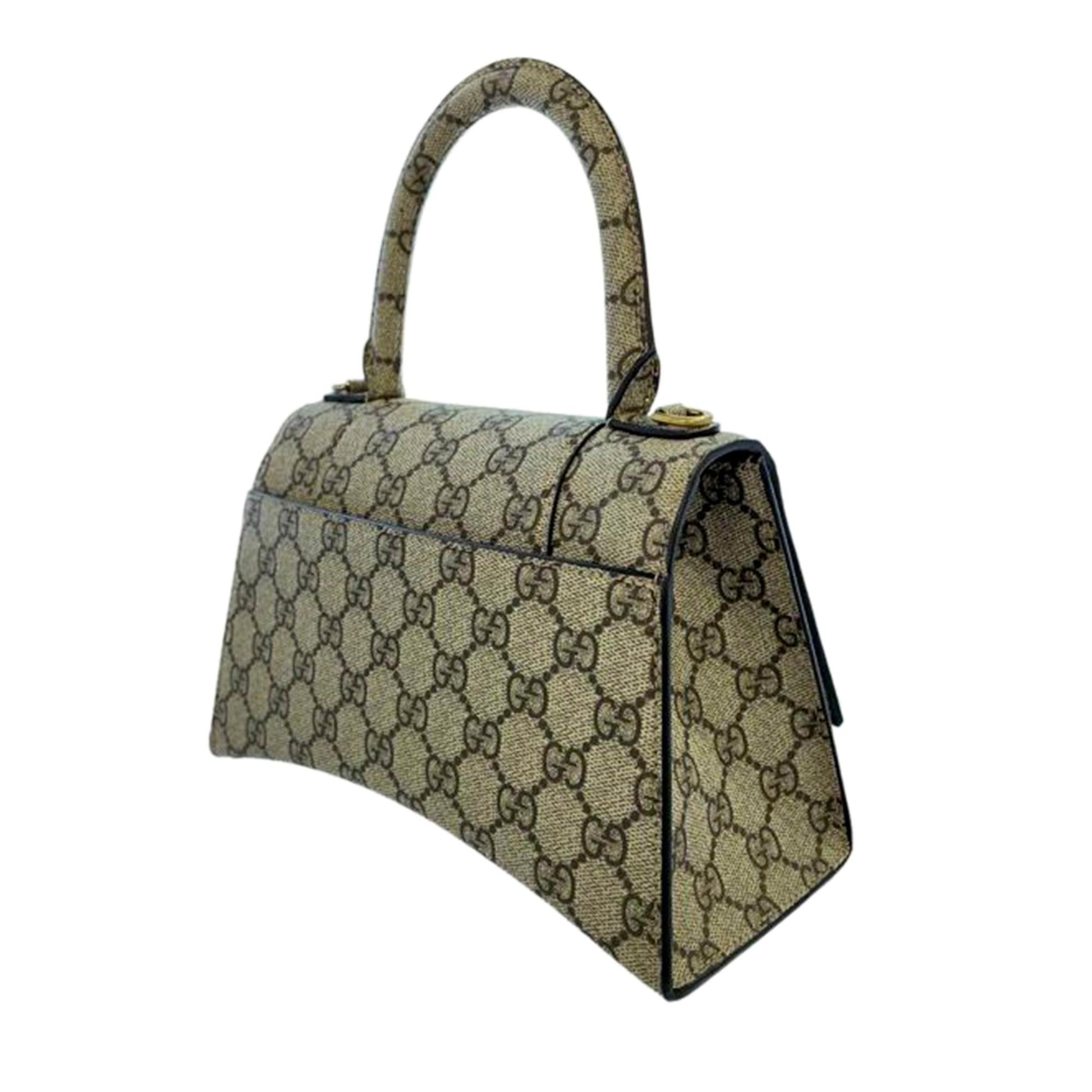 Gucci Hacker Project GG Supreme Hourglass Canvas Brown Small Satchel Bag
