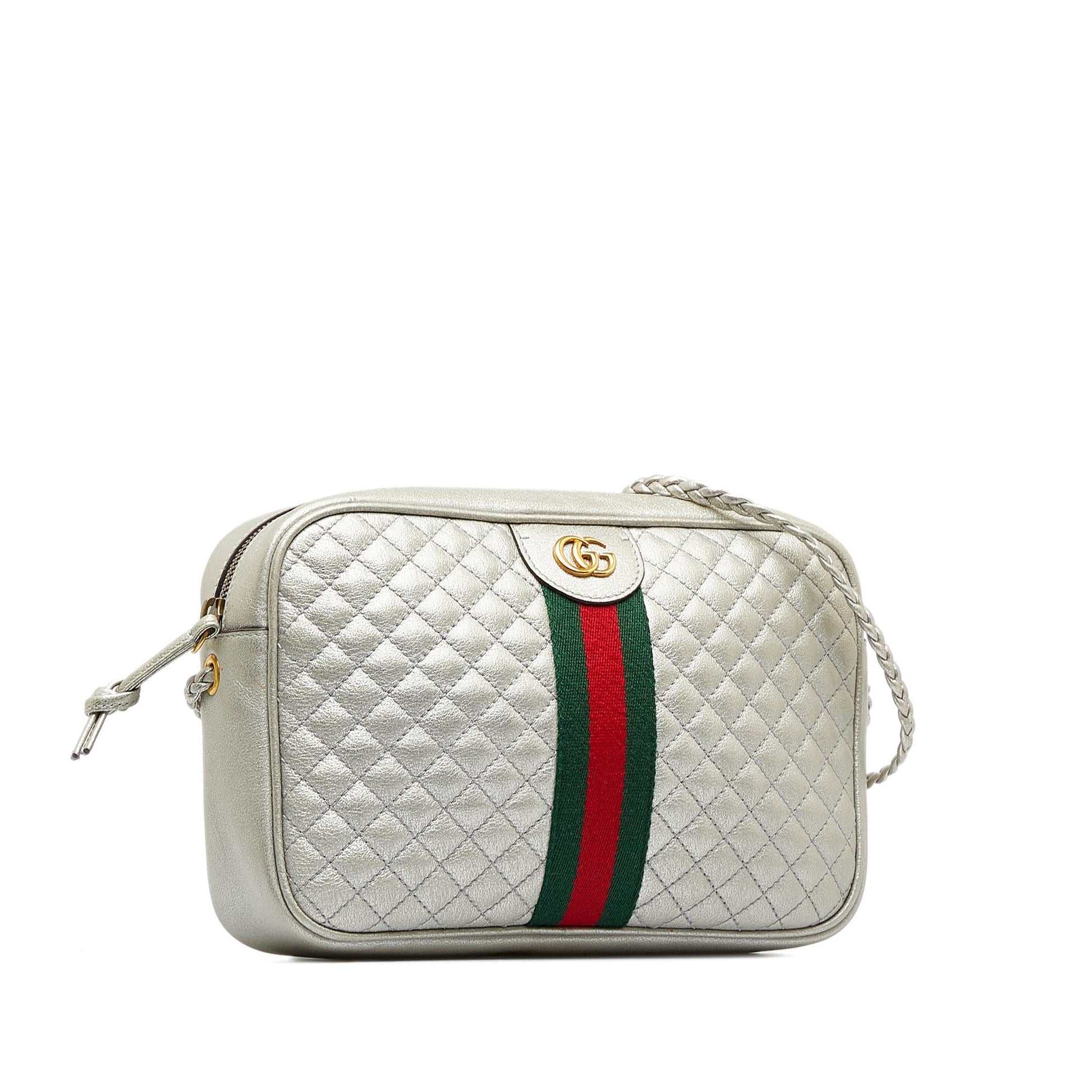Gucci Trapuntata Camera SHG-jyHePn Quilted Calf Silver Small Crossbody Bag