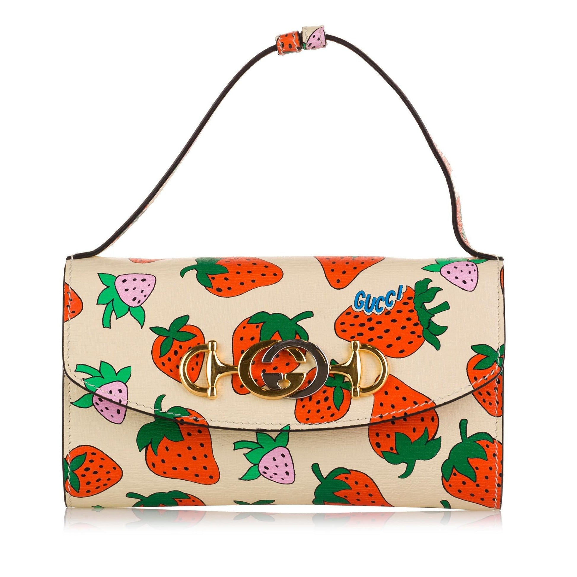 Gucci Zumi Strawberry SHG Calf Brown Small Satchel Bag