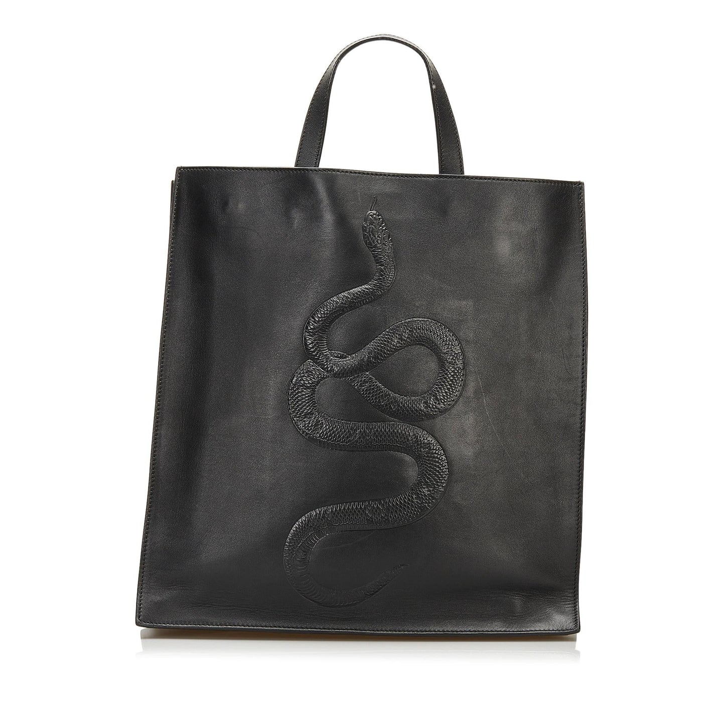 Gucci Snake Embossed SHG Leather Calf Black Satchel Bag