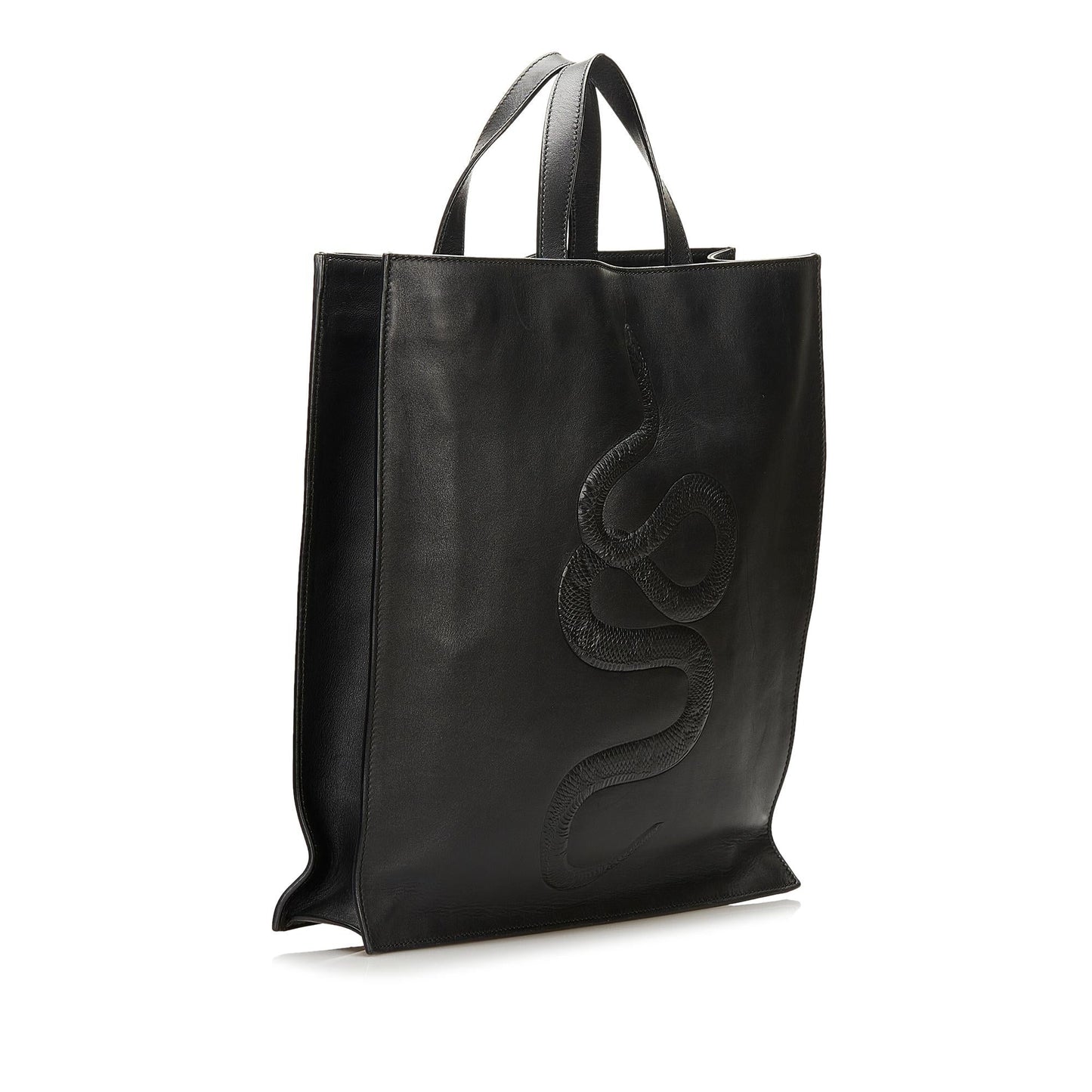 Gucci Snake Embossed SHG Leather Calf Black Satchel Bag