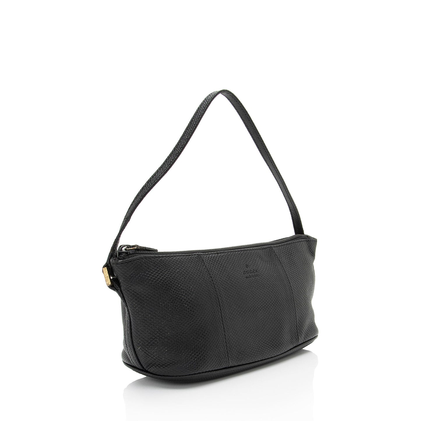 Gucci Snakeskin Embossed Classic Pochette Leather Black Handbag