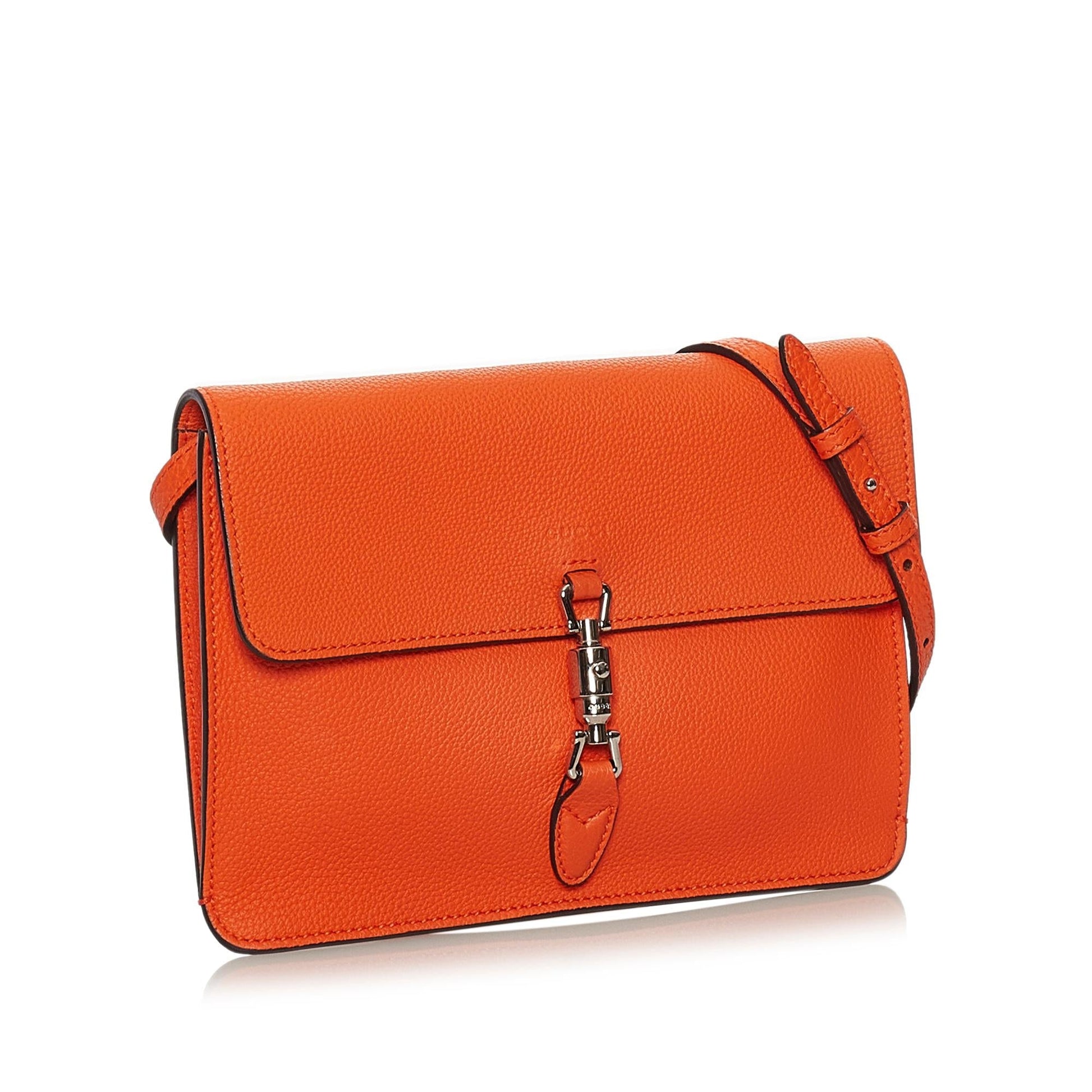 Gucci Soft Jackie Convertible SHG Leather Calf Orange Crossbody Bag
