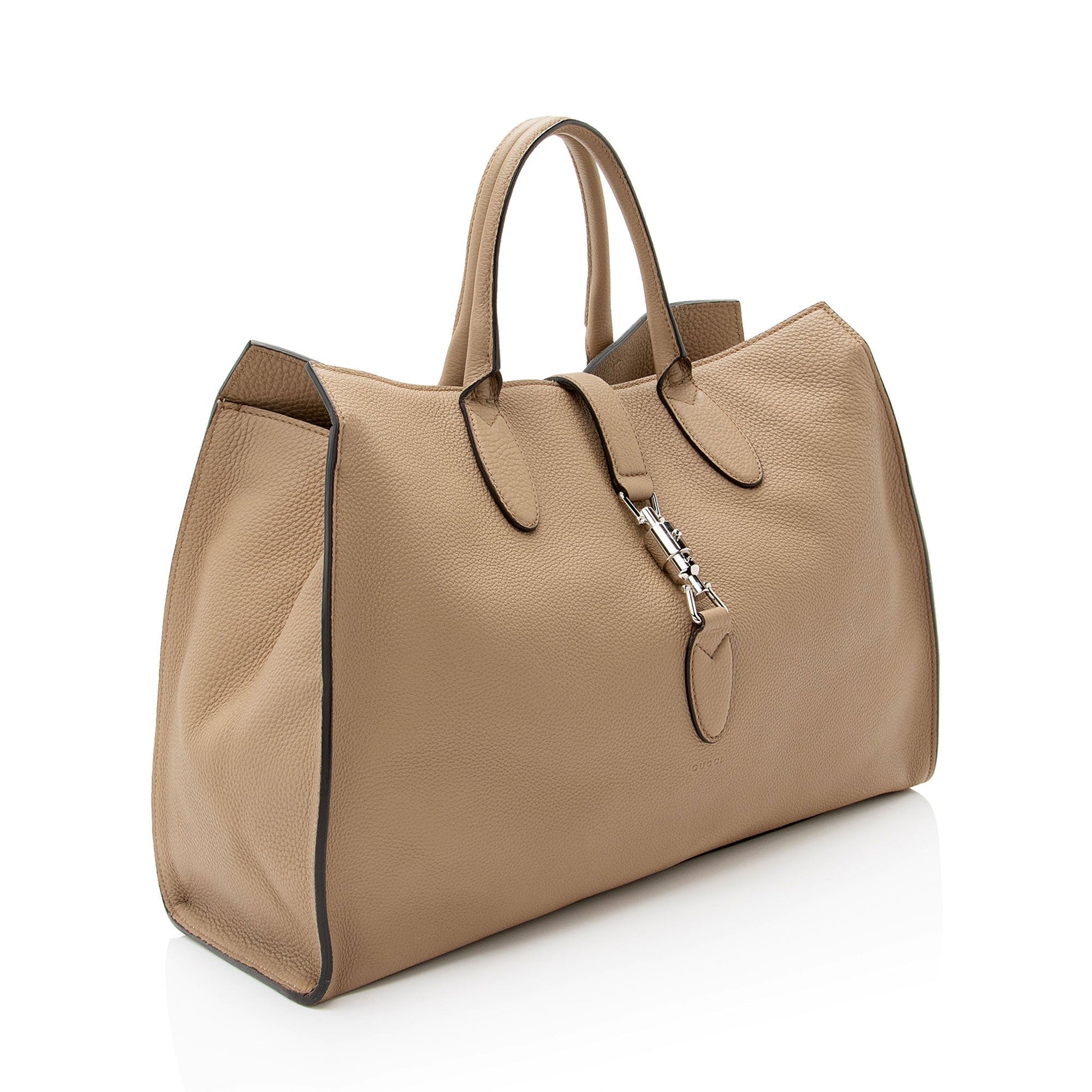 Gucci Soft Pebbled Jackie Leather Beige Medium Tote Bag