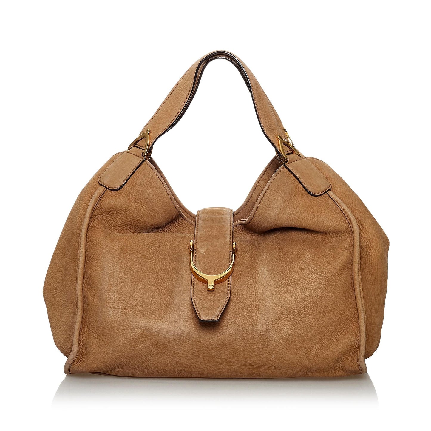 Gucci Soft Stirrup Nubuck SHG Leather Brown Shoulder Bag
