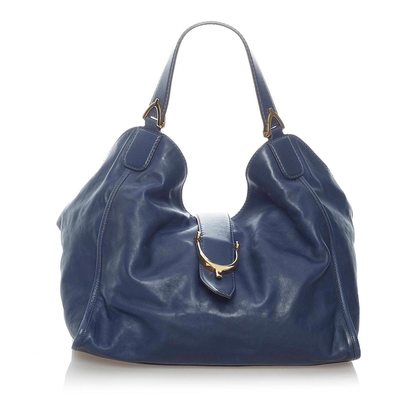 Gucci Soft Stirrup Nubuck SHG Leather Calf Blue Tote Bag