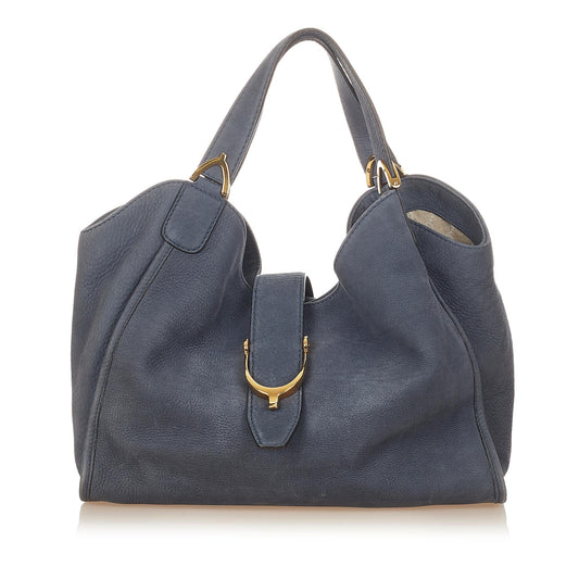 Gucci Soft Stirrup Nubuck SHG Leather Calf Blue Tote Bag Bag Shg