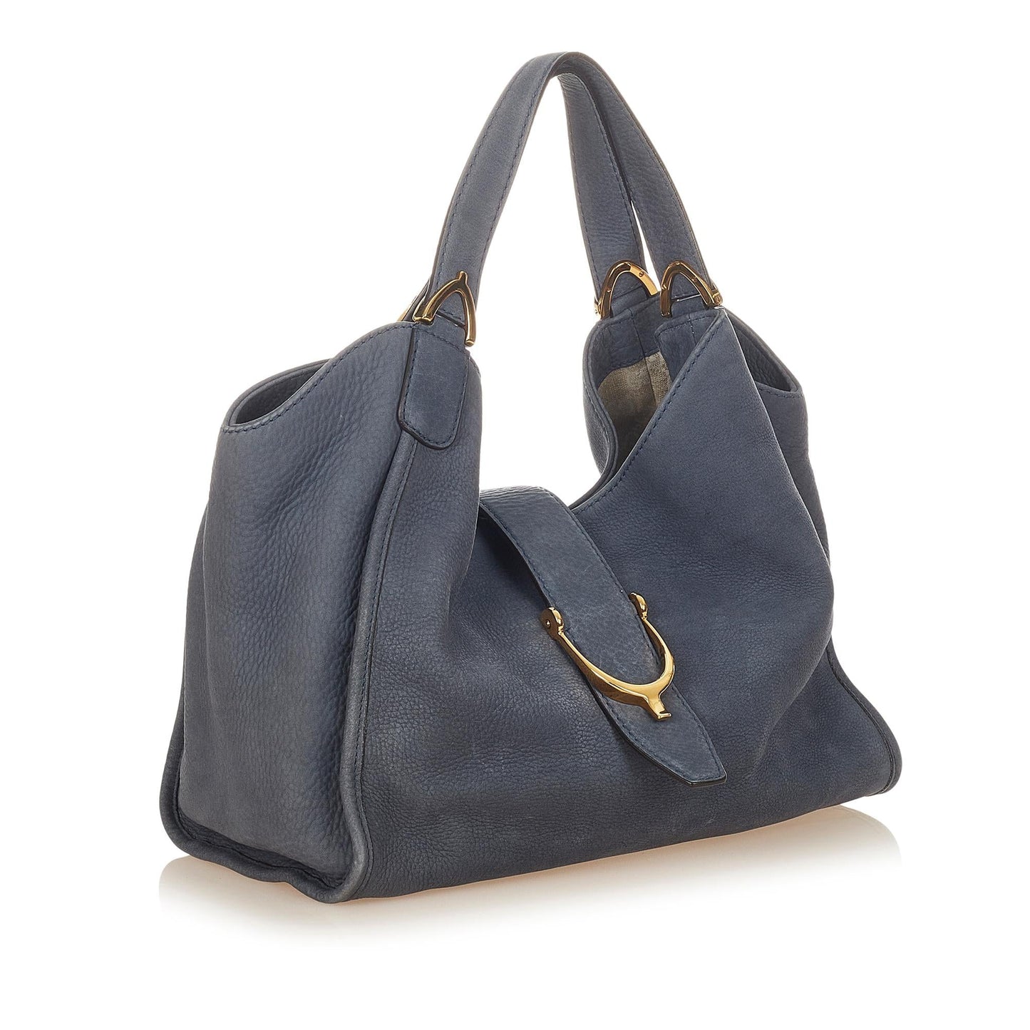 Gucci Soft Stirrup Nubuck SHG Leather Calf Blue Tote Bag Bag Shg