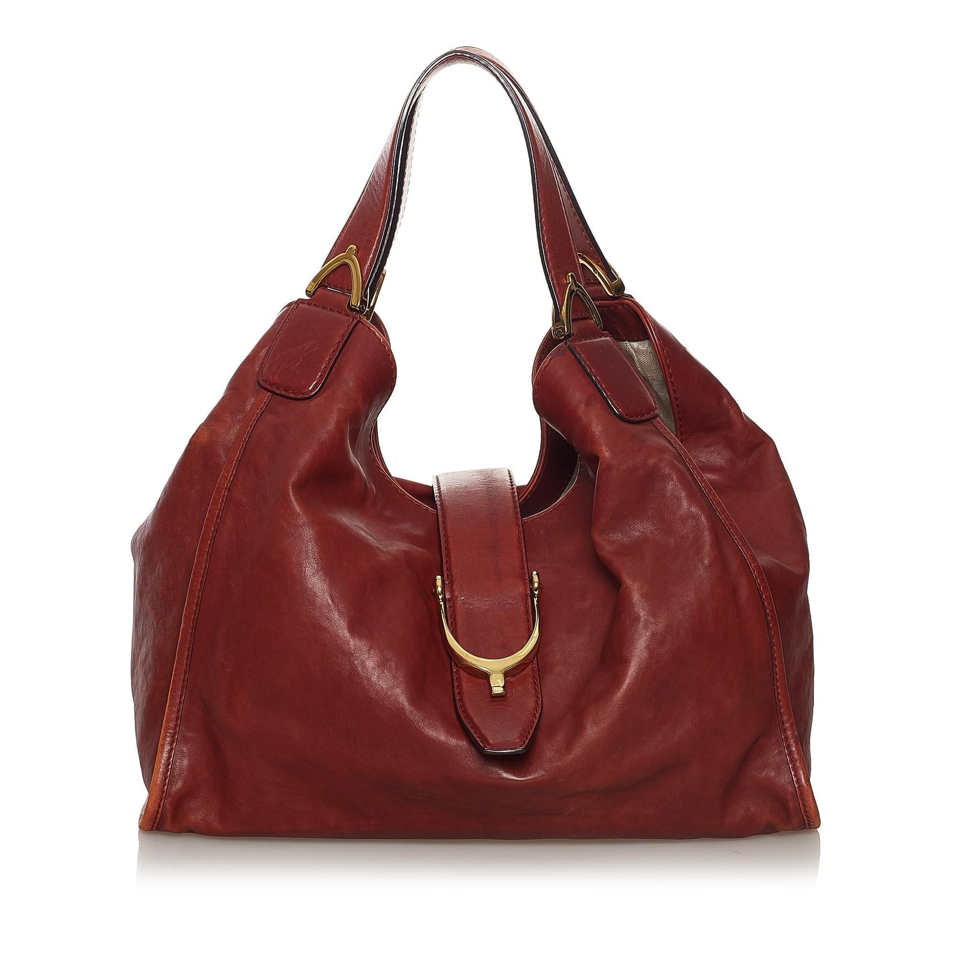 Gucci Soft Stirrup Nubuck SHG Leather Red Tote Bag