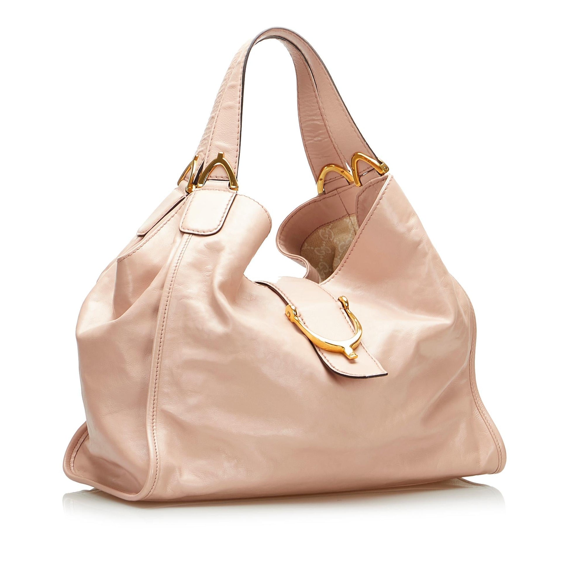 Gucci Soft Stirrup Nubuck SHG-2v2JOg Leather Pink Tote Bag