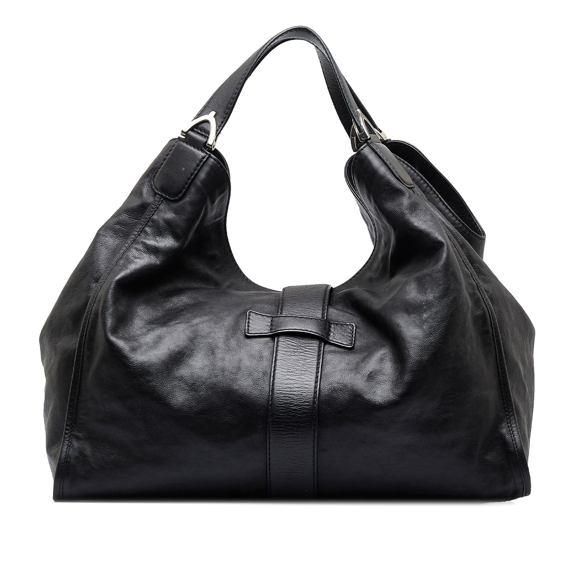 Gucci Soft Stirrup SHG-PzWIYH Calf Black Tote Bag
