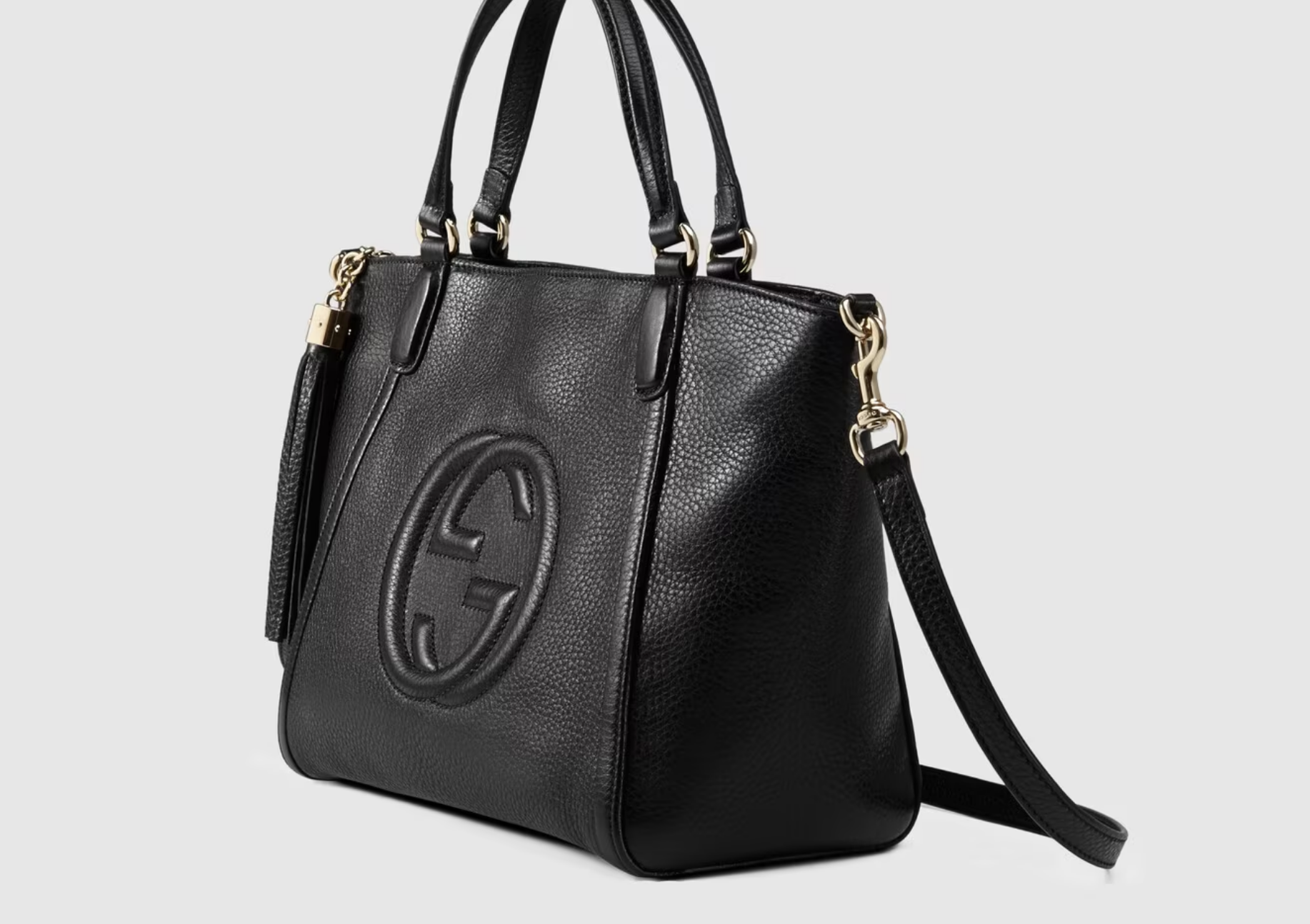 Gucci PEBBLED SOHO Leather Top Handle Travel Bag