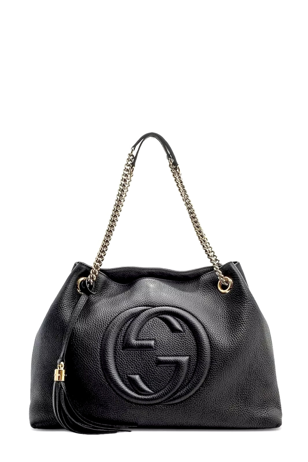 Gucci PEBBLED SOHO Leather Calfskin Medium Chain Travel Bag