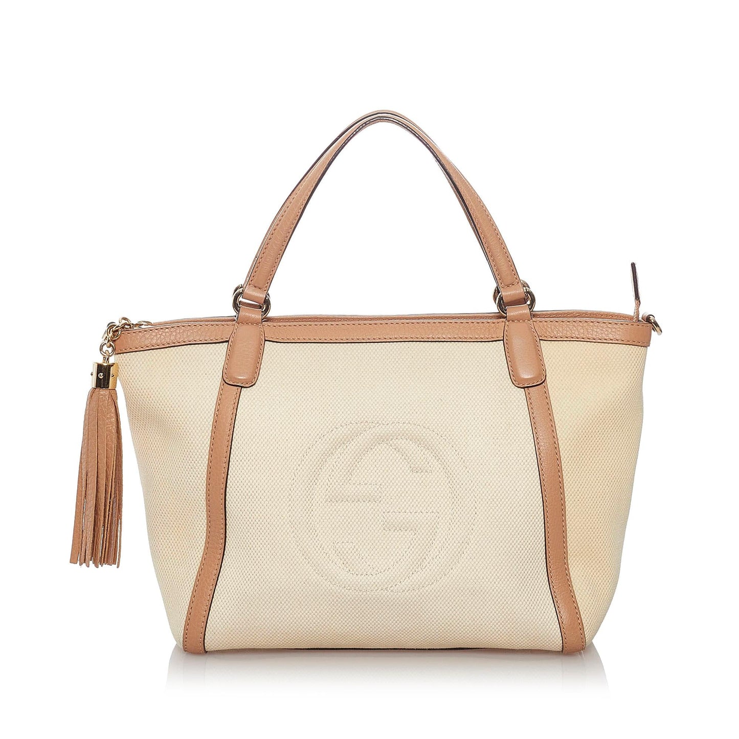 Gucci Soho Cellarius SHG Canvas White Brown Satchel Bag