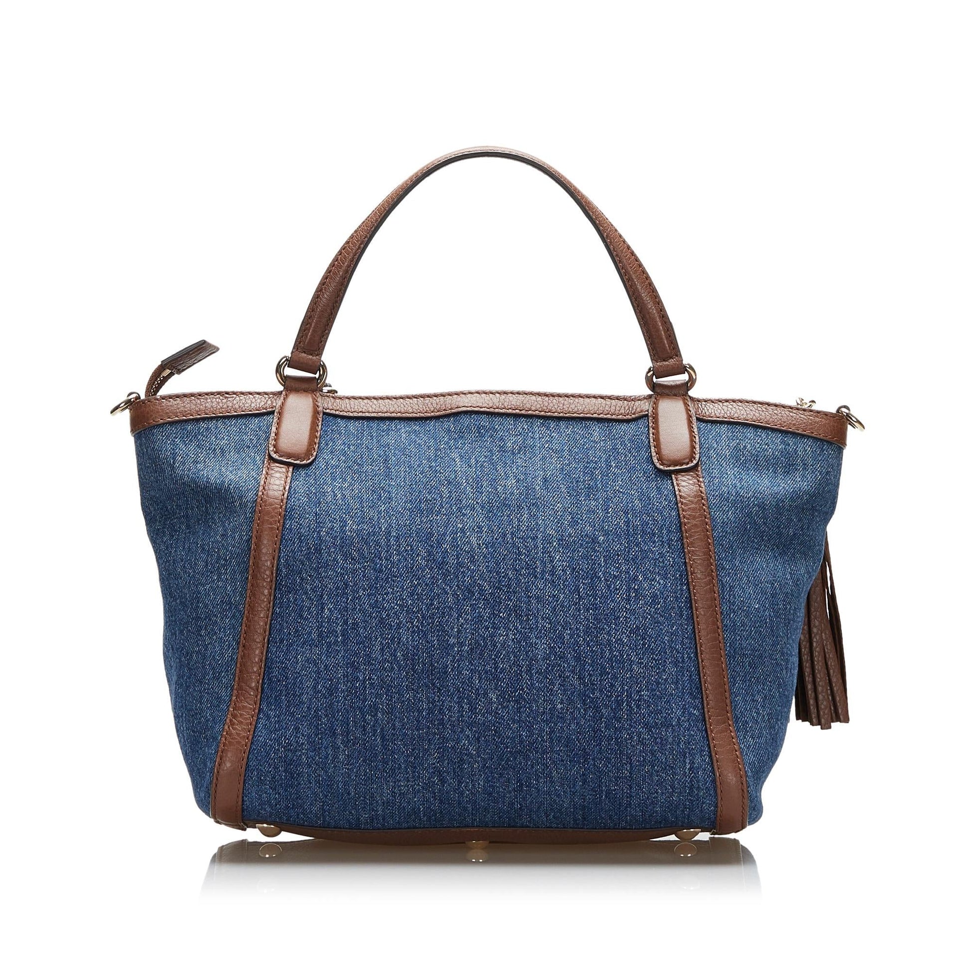 Gucci Soho Cellarius SHG-ROjYdo Denim Blue Satchel Bag