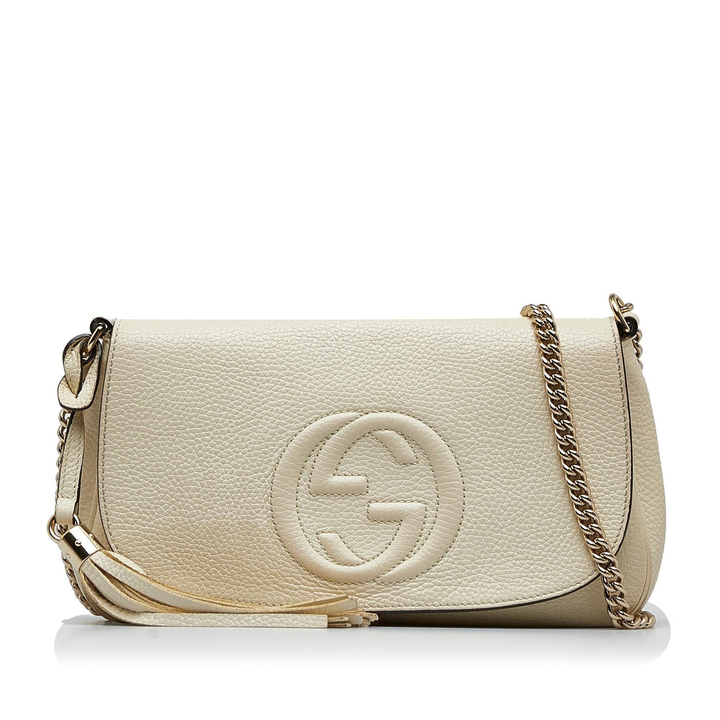 Gucci Soho SHG-GN0mba Calf White Chain Crossbody Bag