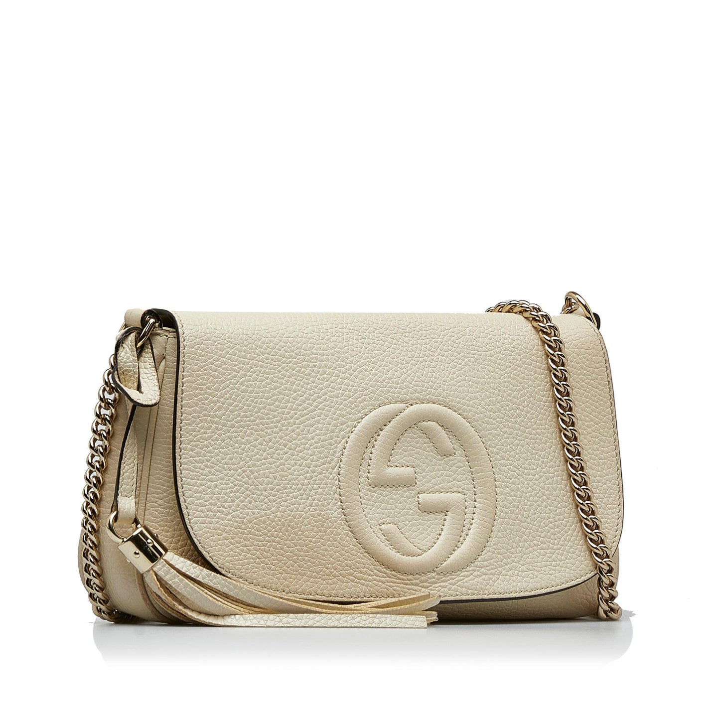Gucci Soho SHG-GN0mba Calf White Chain Crossbody Bag